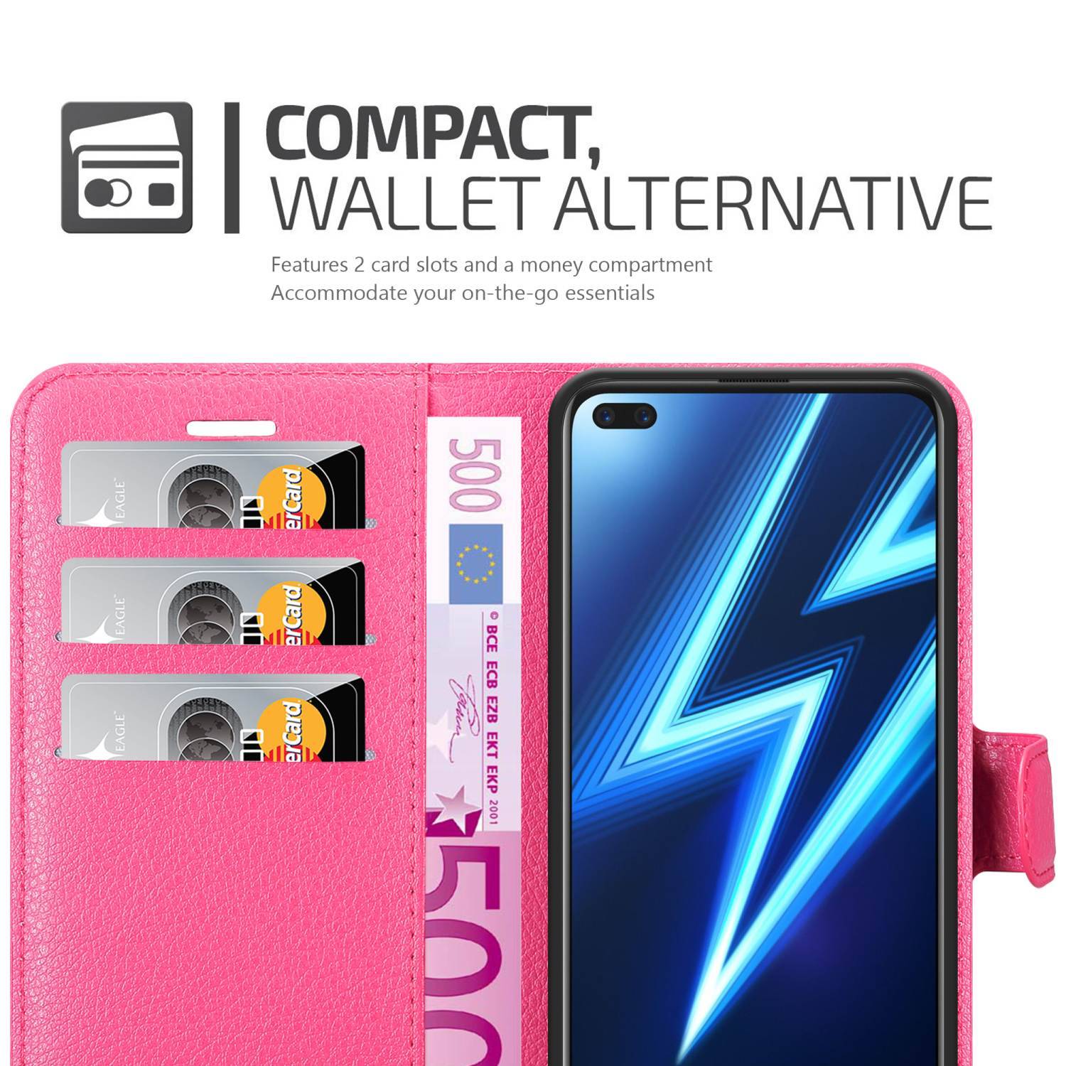 Cadorabo Hülle für Realme 6 PRO Schutz Hülle in Pink Handyhülle Etui Case Cover Magnetverschluss