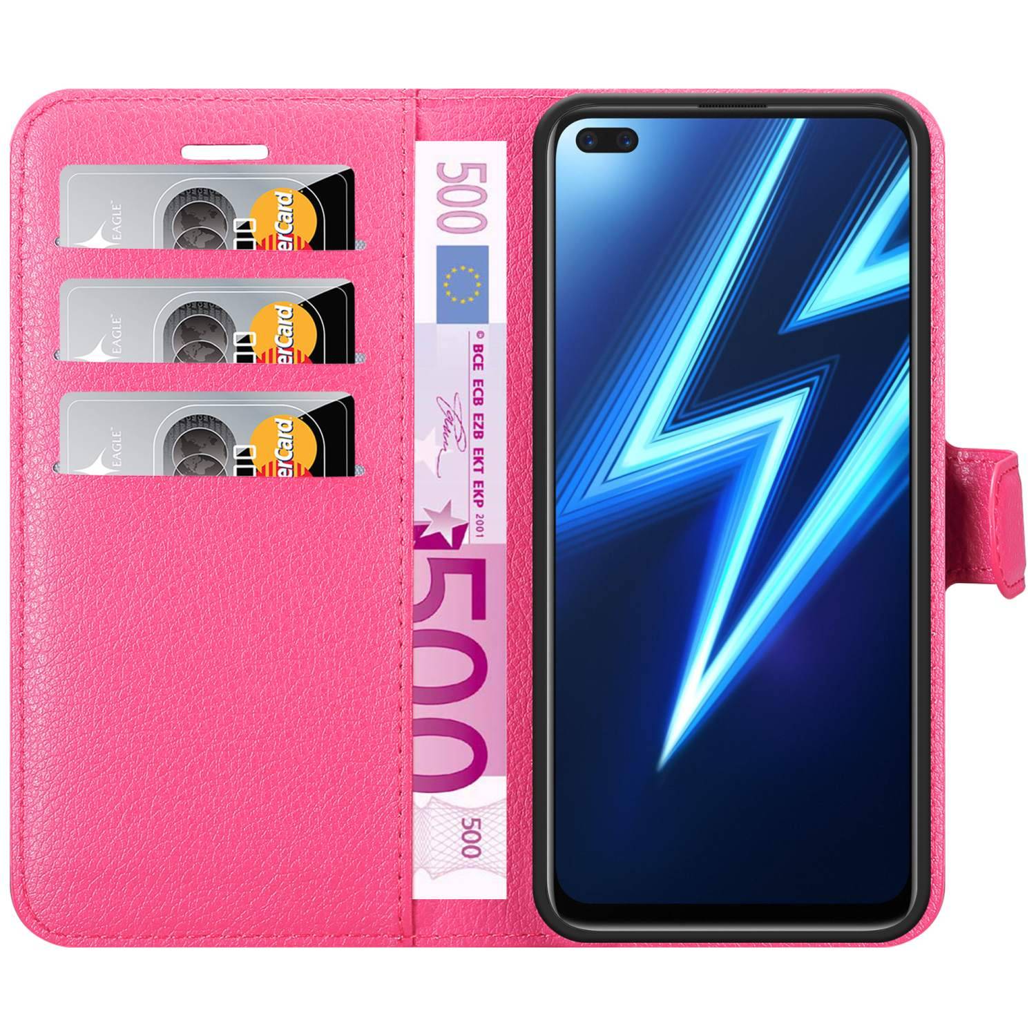 Cadorabo Hülle für Realme 6 PRO Schutz Hülle in Pink Handyhülle Etui Case Cover Magnetverschluss