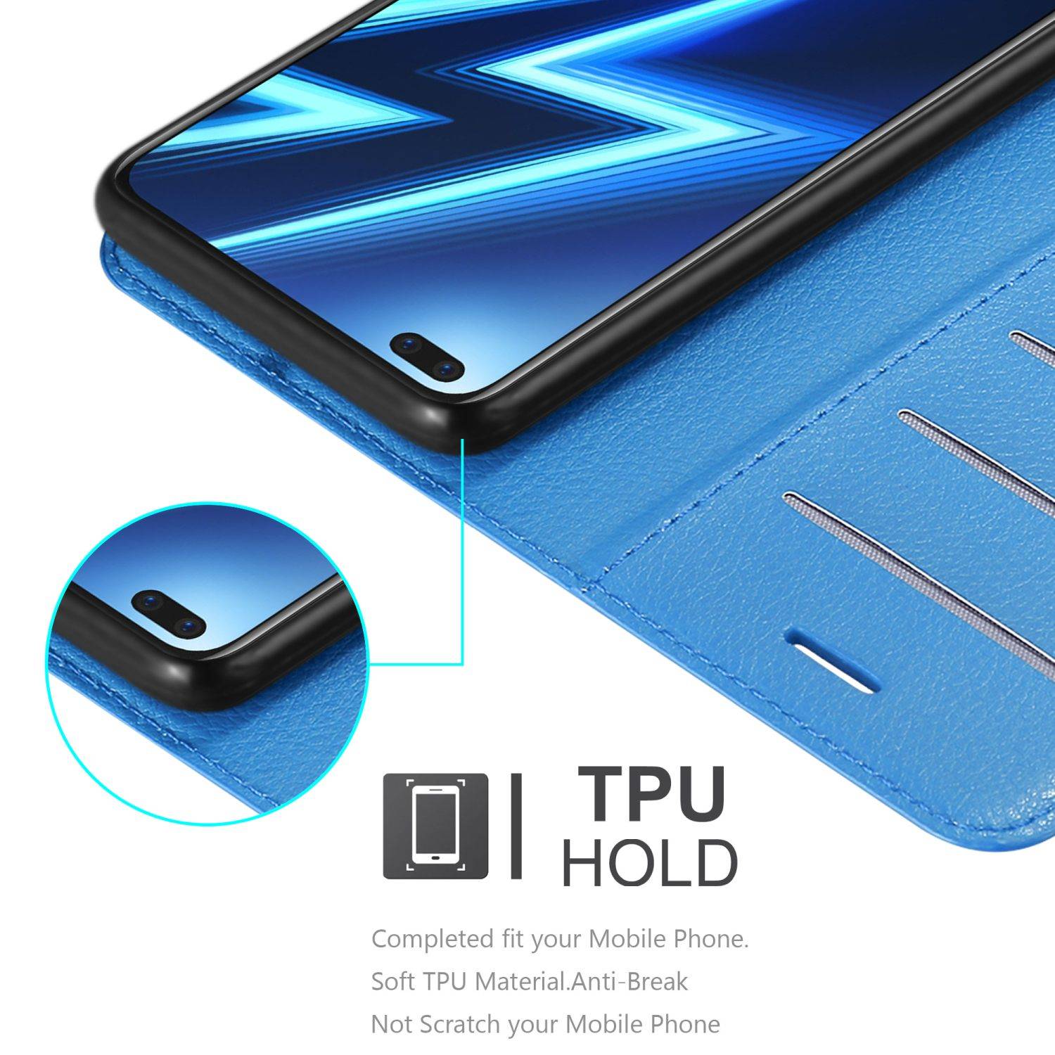 Cadorabo Hülle für Realme 6 PRO Schutz Hülle in Blau Handyhülle Etui Case Cover Magnetverschluss