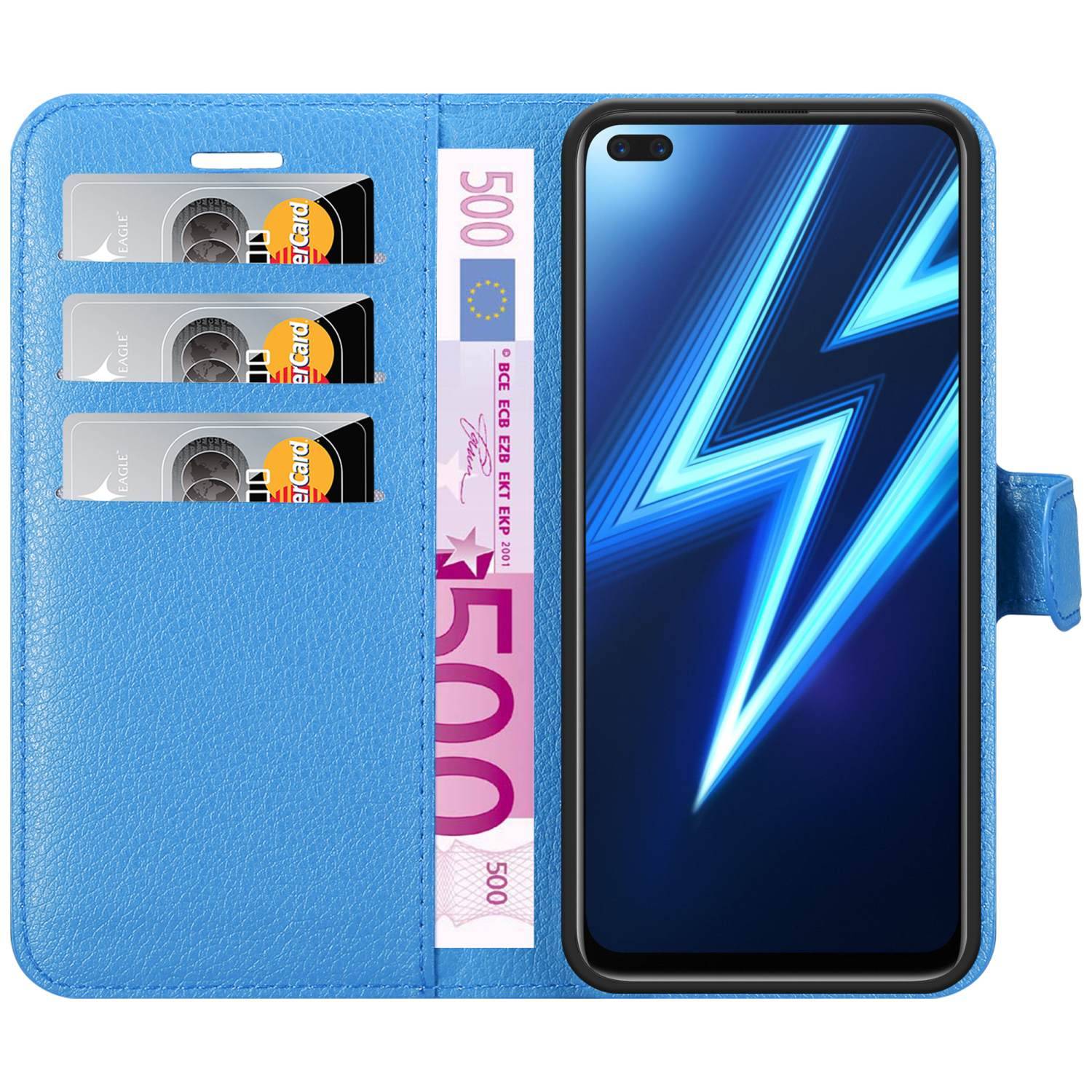 Cadorabo Hülle für Realme 6 PRO Schutz Hülle in Blau Handyhülle Etui Case Cover Magnetverschluss