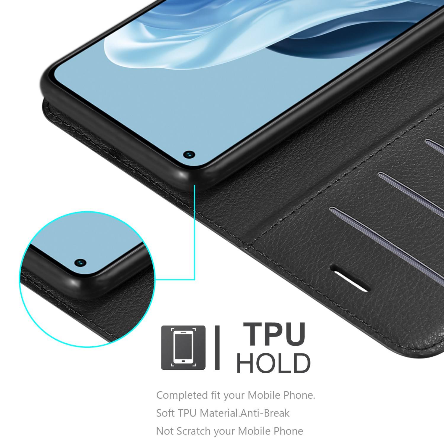 Cadorabo Hülle für Realme 7 5G Schutz Hülle in Schwarz Handyhülle Etui Case Cover Magnetverschluss