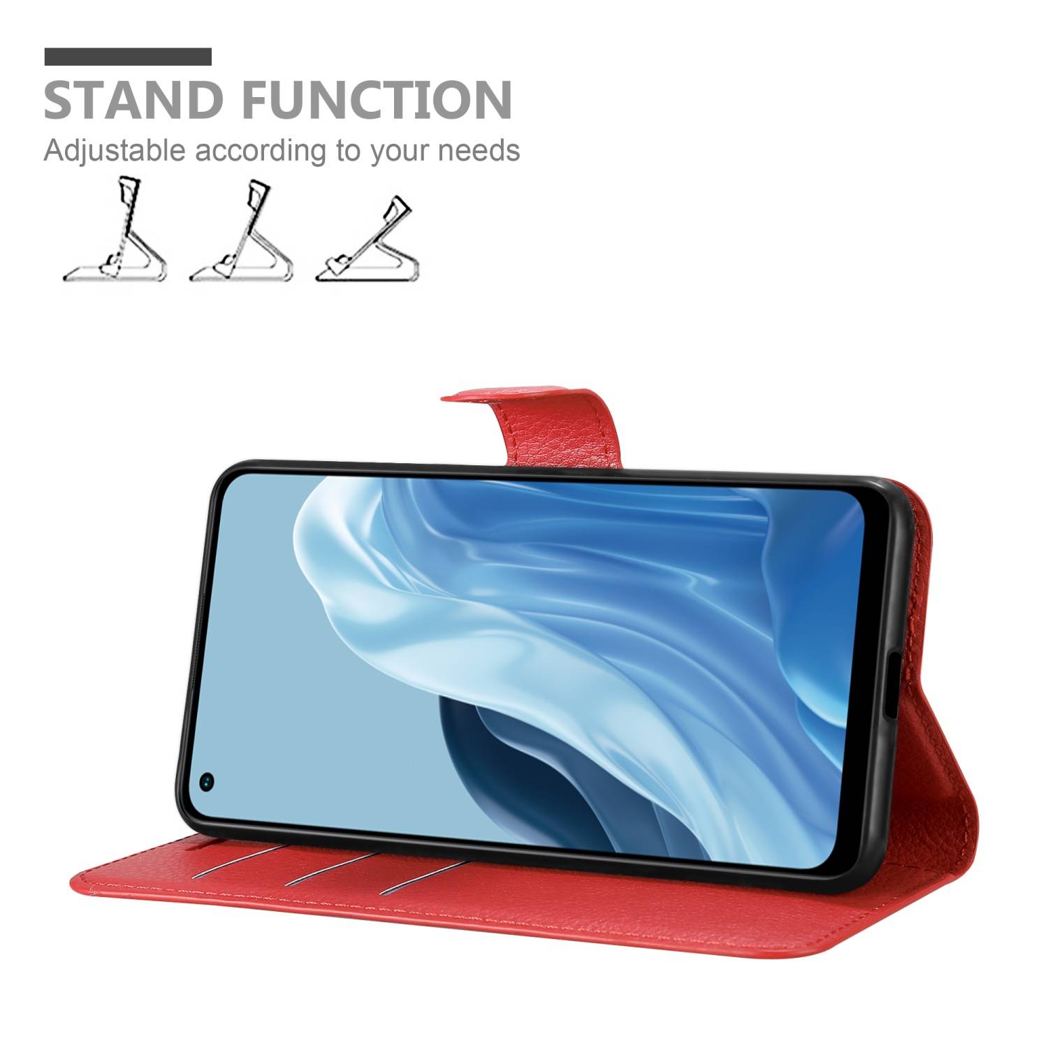 Cadorabo Hülle für Realme 7 5G Schutz Hülle in Rot Handyhülle Etui Case Cover Magnetverschluss