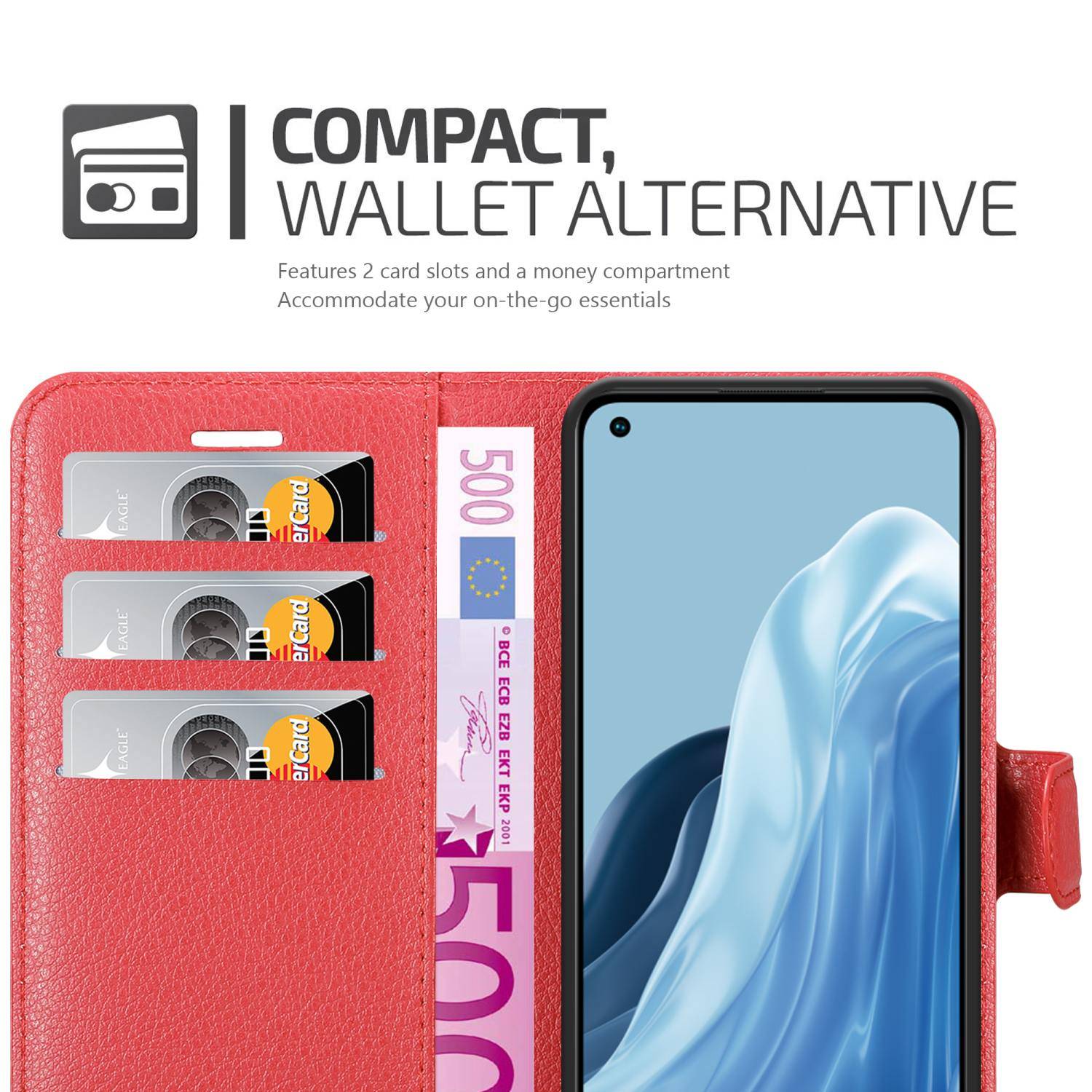 Cadorabo Hülle für Realme 7 5G Schutz Hülle in Rot Handyhülle Etui Case Cover Magnetverschluss