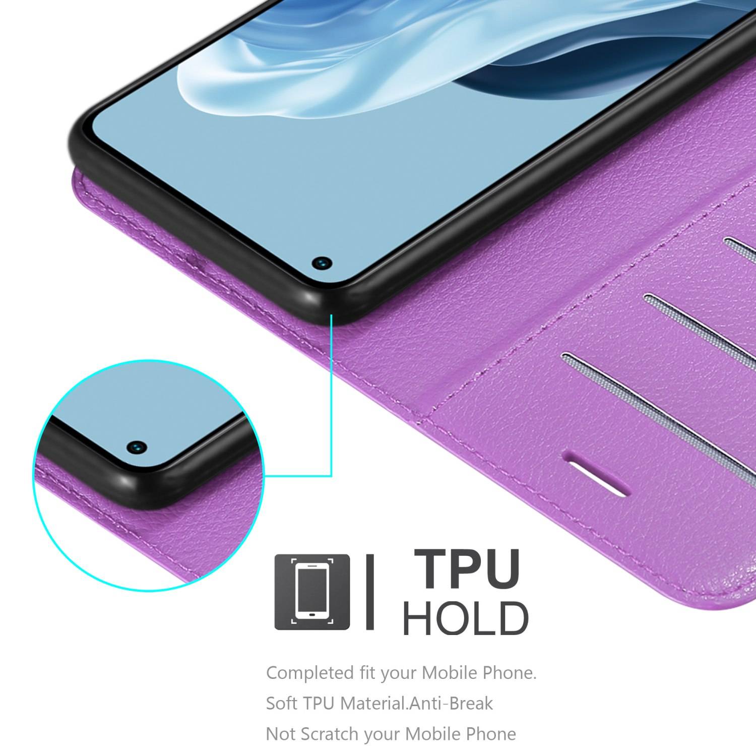 Cadorabo Hülle für Realme 7 5G Schutz Hülle in Lila Handyhülle Etui Case Cover Magnetverschluss