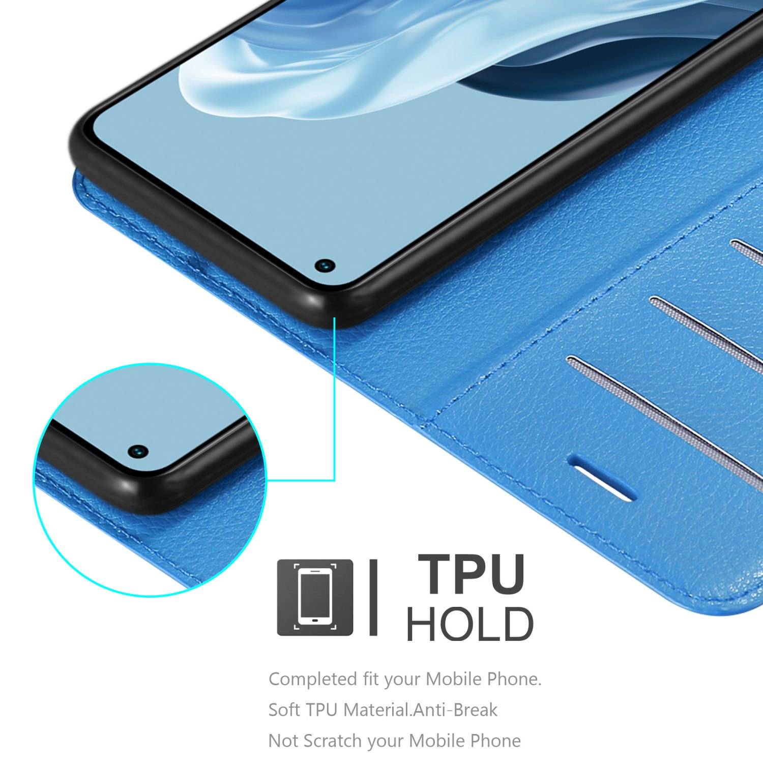 Cadorabo Hülle für Realme 7 5G Schutz Hülle in Blau Handyhülle Etui Case Cover Magnetverschluss