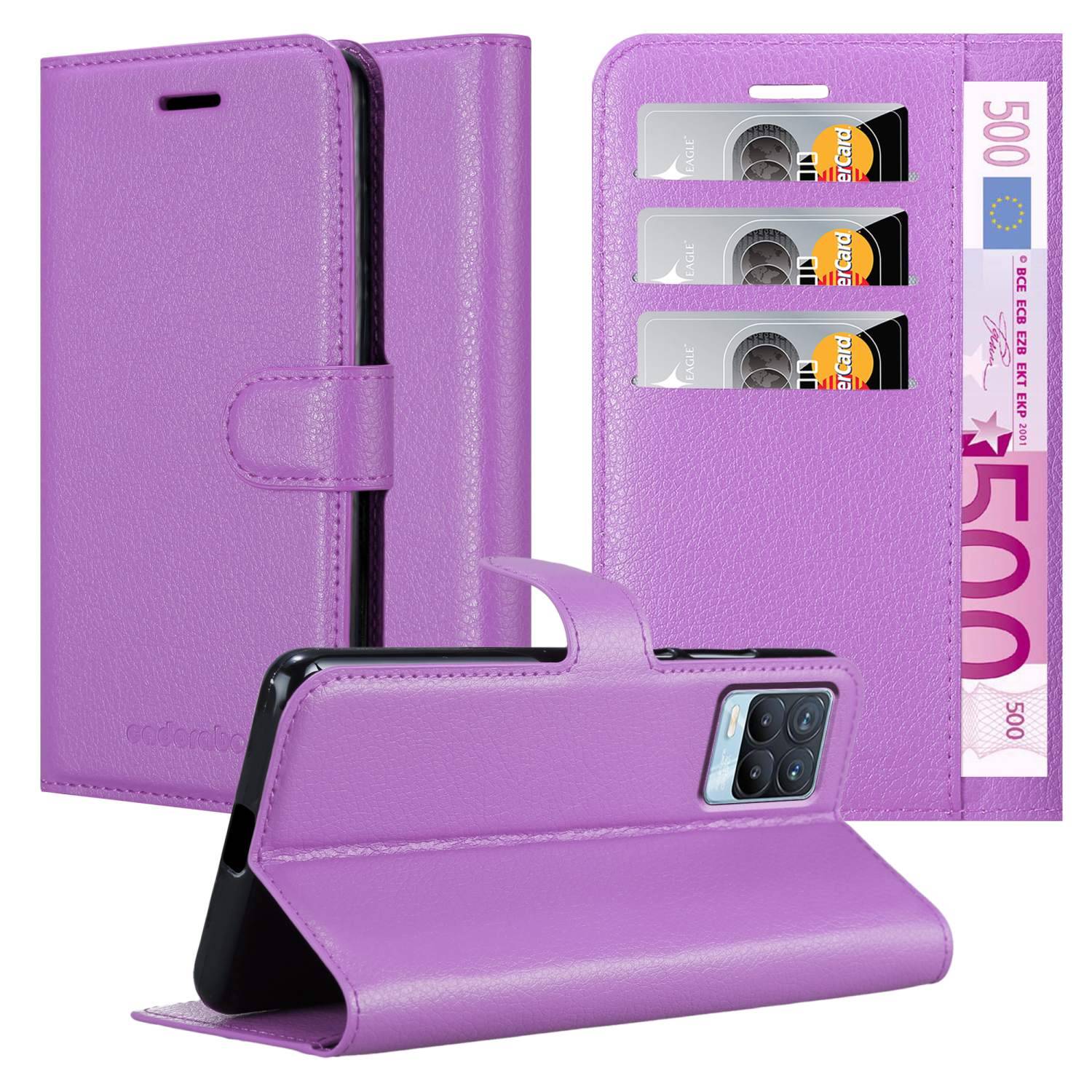 Cadorabo Hülle für Realme 8 4G / 8 PRO Schutz Hülle in Lila Handyhülle Etui Case Cover Magnetverschluss