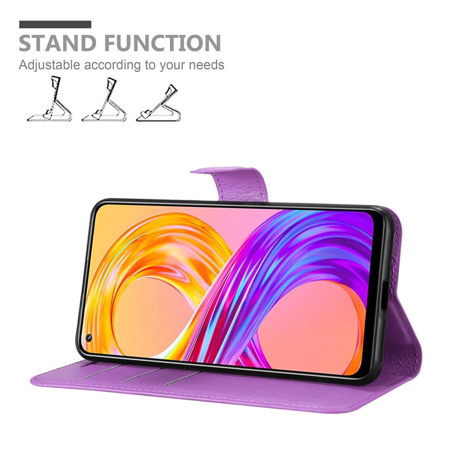 Cadorabo Hülle für Realme 8 4G / 8 PRO Schutz Hülle in Lila Handyhülle Etui Case Cover Magnetverschluss