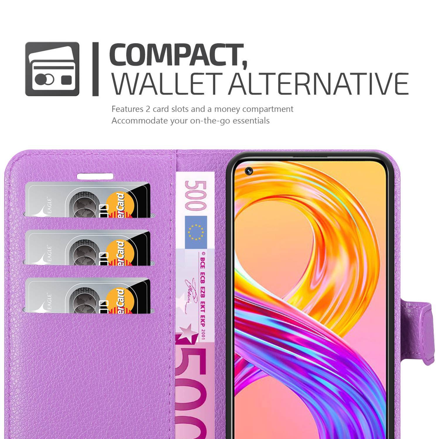 Cadorabo Hülle für Realme 8 4G / 8 PRO Schutz Hülle in Lila Handyhülle Etui Case Cover Magnetverschluss