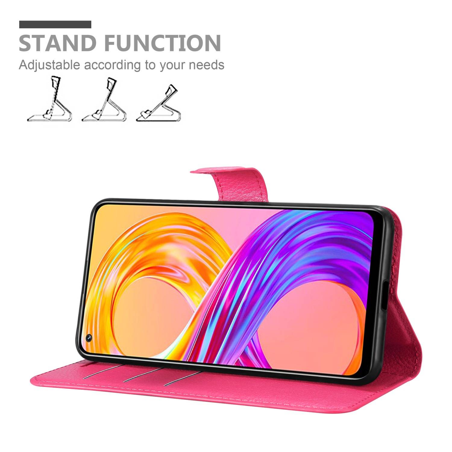 Cadorabo Hülle für Realme 8 4G / 8 PRO Schutz Hülle in Pink Handyhülle Etui Case Cover Magnetverschluss