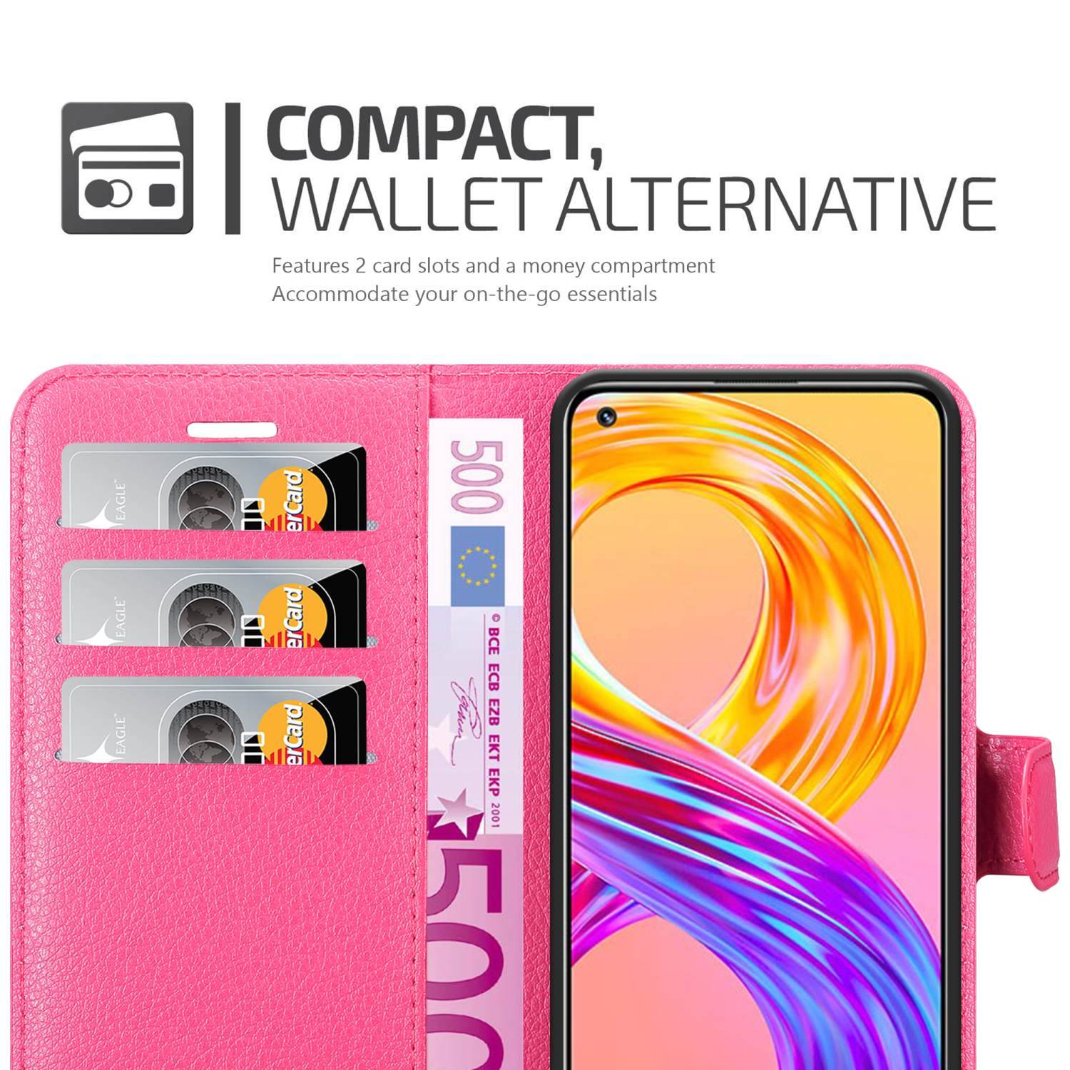 Cadorabo Hülle für Realme 8 4G / 8 PRO Schutz Hülle in Pink Handyhülle Etui Case Cover Magnetverschluss