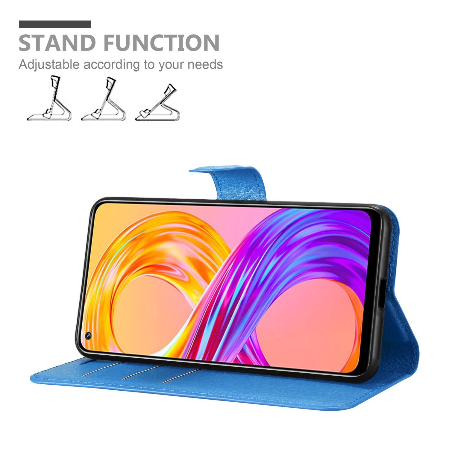 Cadorabo Hülle für Realme 8 4G / 8 PRO Schutz Hülle in Blau Handyhülle Etui Case Cover Magnetverschluss