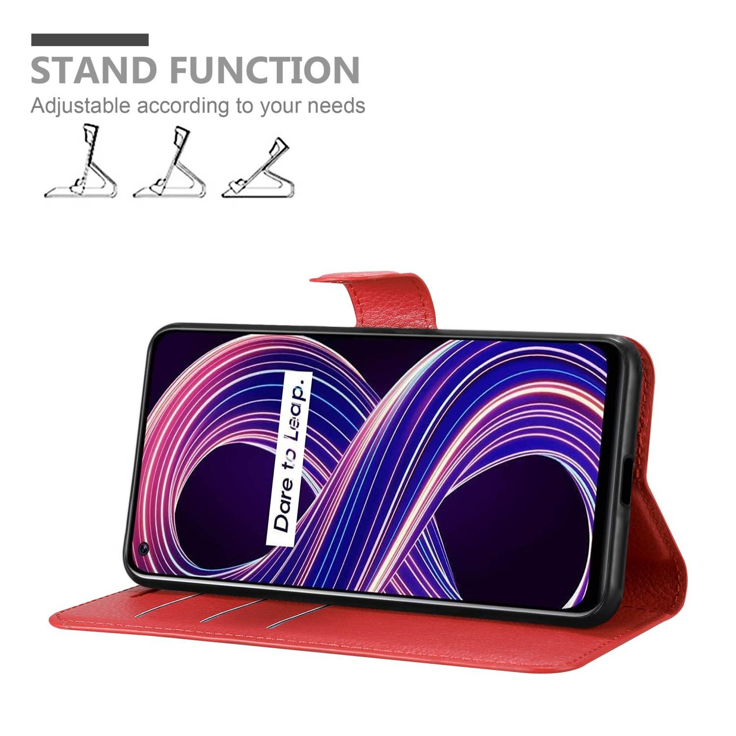 Cadorabo Hülle für Realme 8 5G / V13 / Q3 / Q3i / Narzo 30 5G Schutz Hülle in Rot Handyhülle Etui Case Cover