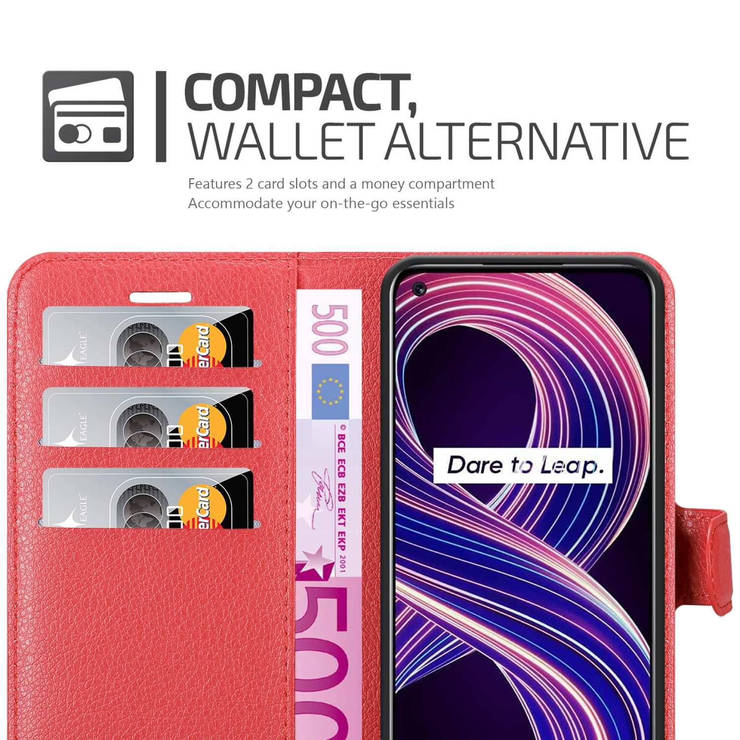 Cadorabo Hülle für Realme 8 5G / V13 / Q3 / Q3i / Narzo 30 5G Schutz Hülle in Rot Handyhülle Etui Case Cover