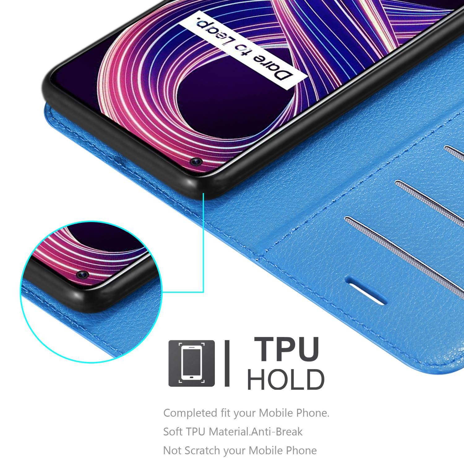 Cadorabo Hülle für Realme 8 5G / V13 / Q3 / Q3i / Narzo 30 5G Schutz Hülle in Blau Handyhülle Etui Case Cover