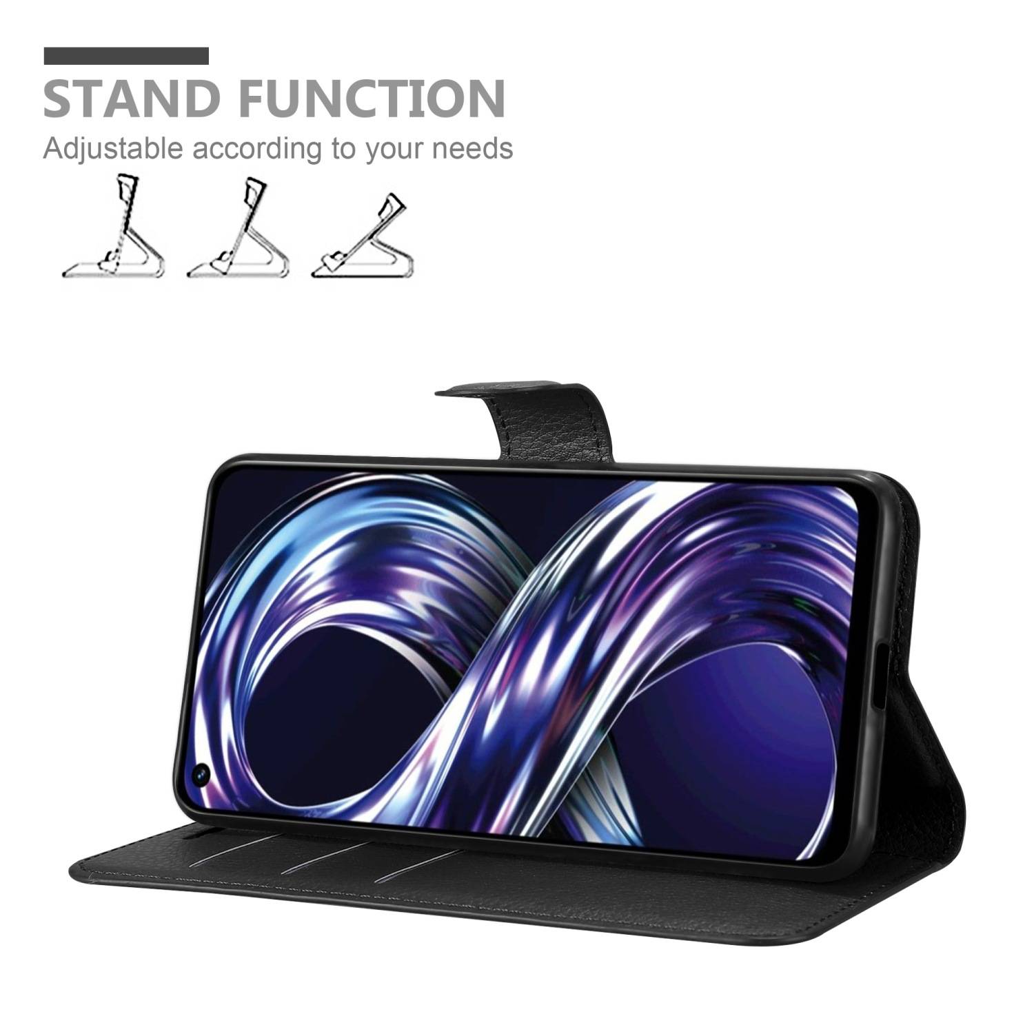 Cadorabo Hülle für Realme 8i / Narzo 50 4G Schutz Hülle in Schwarz Handyhülle Etui Case Cover Magnetverschluss