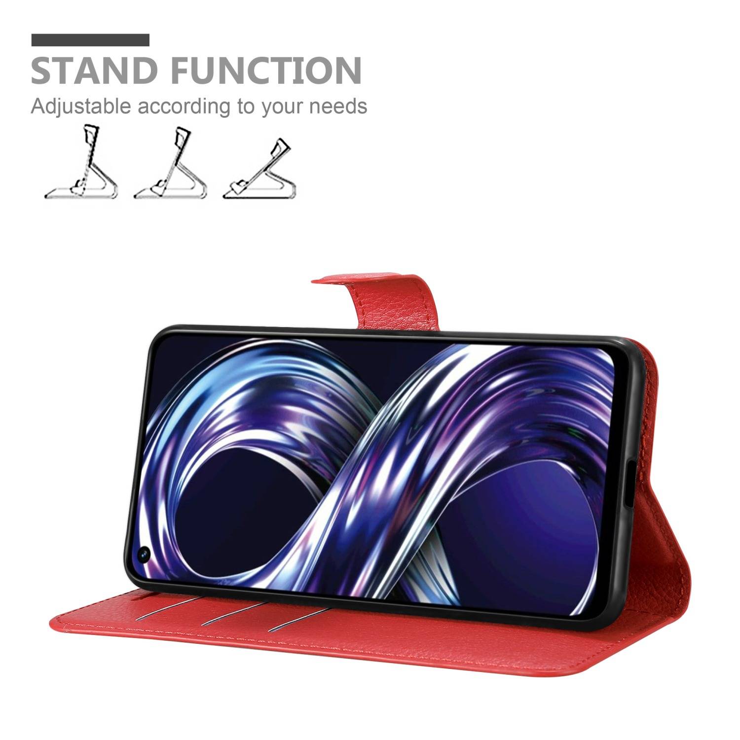 Cadorabo Hülle für Realme 8i / Narzo 50 4G Schutz Hülle in Rot Handyhülle Etui Case Cover Magnetverschluss