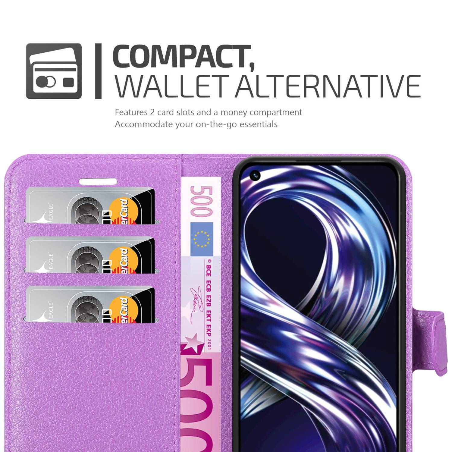 Cadorabo Hülle für Realme 8i / Narzo 50 4G Schutz Hülle in Lila Handyhülle Etui Case Cover Magnetverschluss