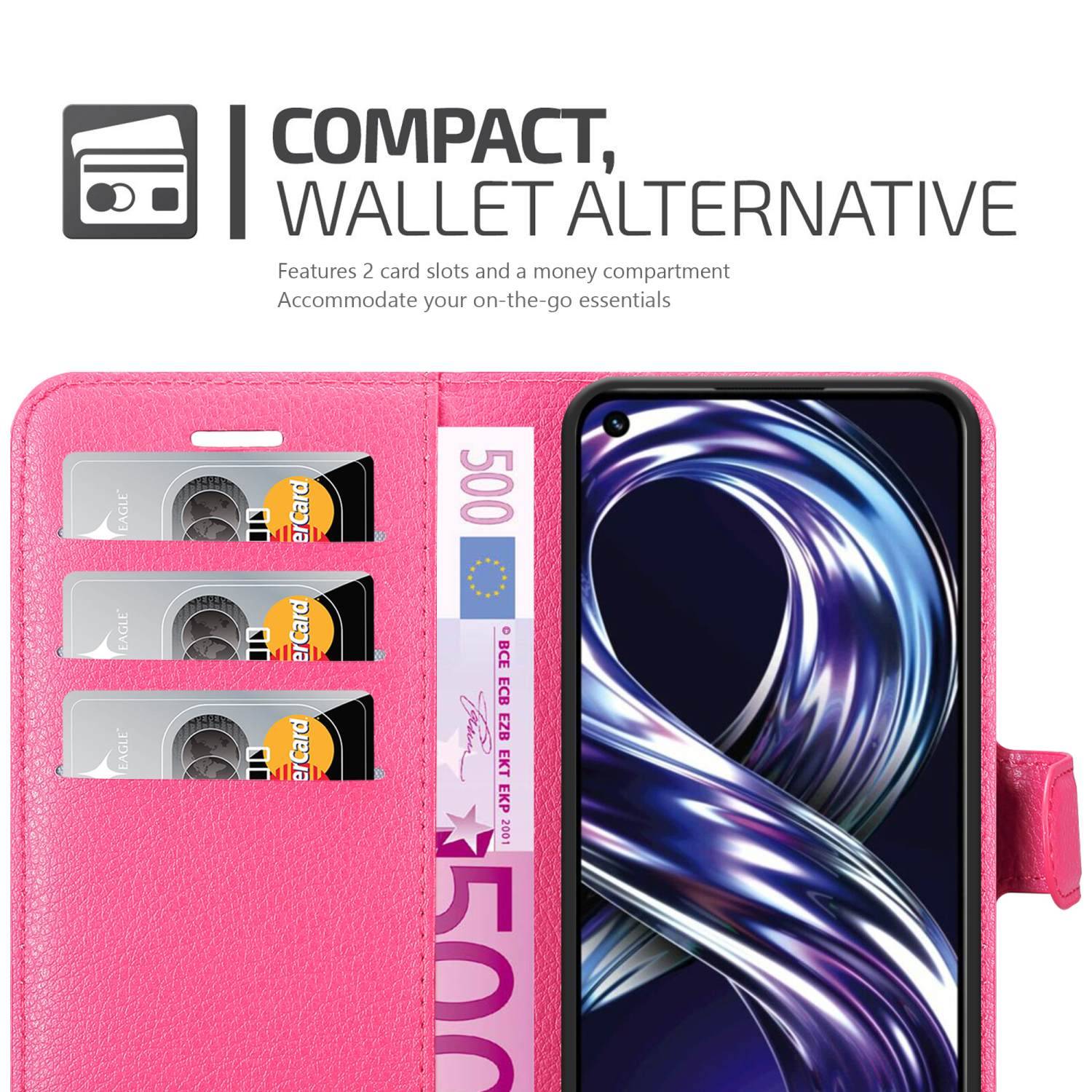 Cadorabo Hülle für Realme 8i / Narzo 50 4G Schutz Hülle in Pink Handyhülle Etui Case Cover Magnetverschluss