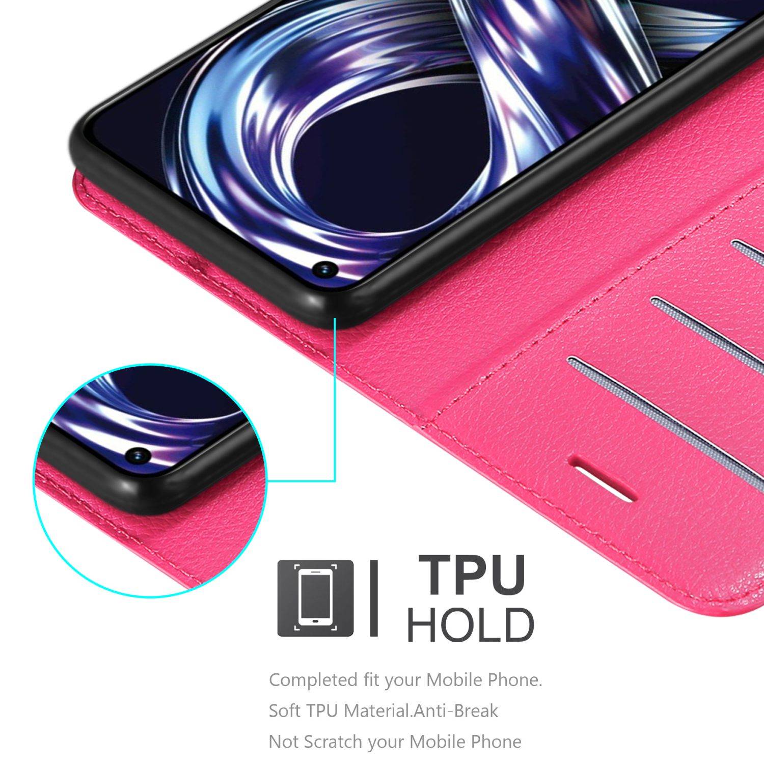 Cadorabo Hülle für Realme 8i / Narzo 50 4G Schutz Hülle in Pink Handyhülle Etui Case Cover Magnetverschluss