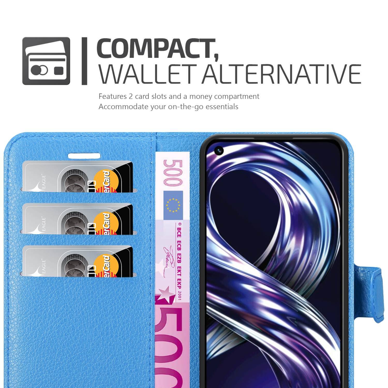 Cadorabo Hülle für Realme 8i / Narzo 50 4G Schutz Hülle in Blau Handyhülle Etui Case Cover Magnetverschluss