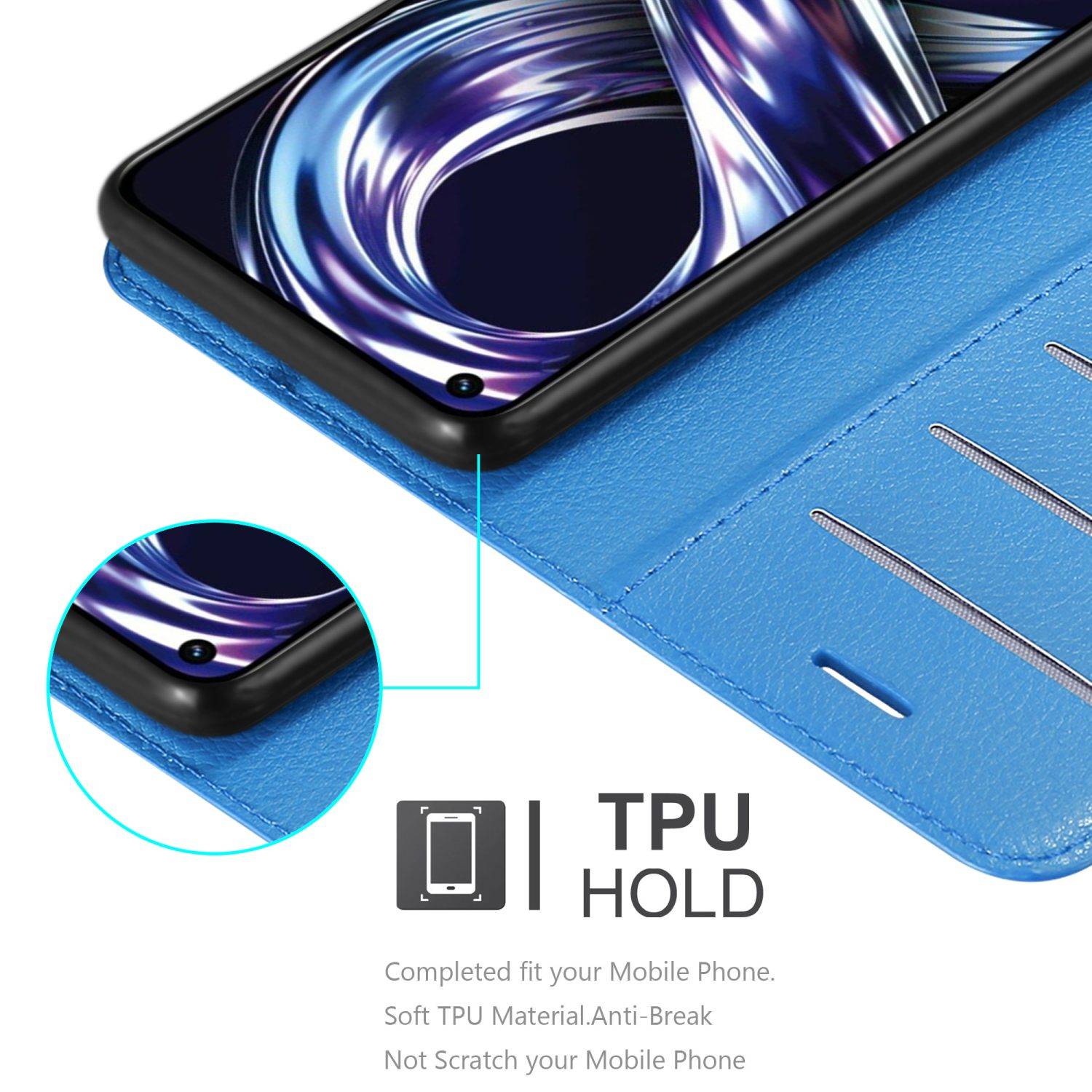 Cadorabo Hülle für Realme 8i / Narzo 50 4G Schutz Hülle in Blau Handyhülle Etui Case Cover Magnetverschluss
