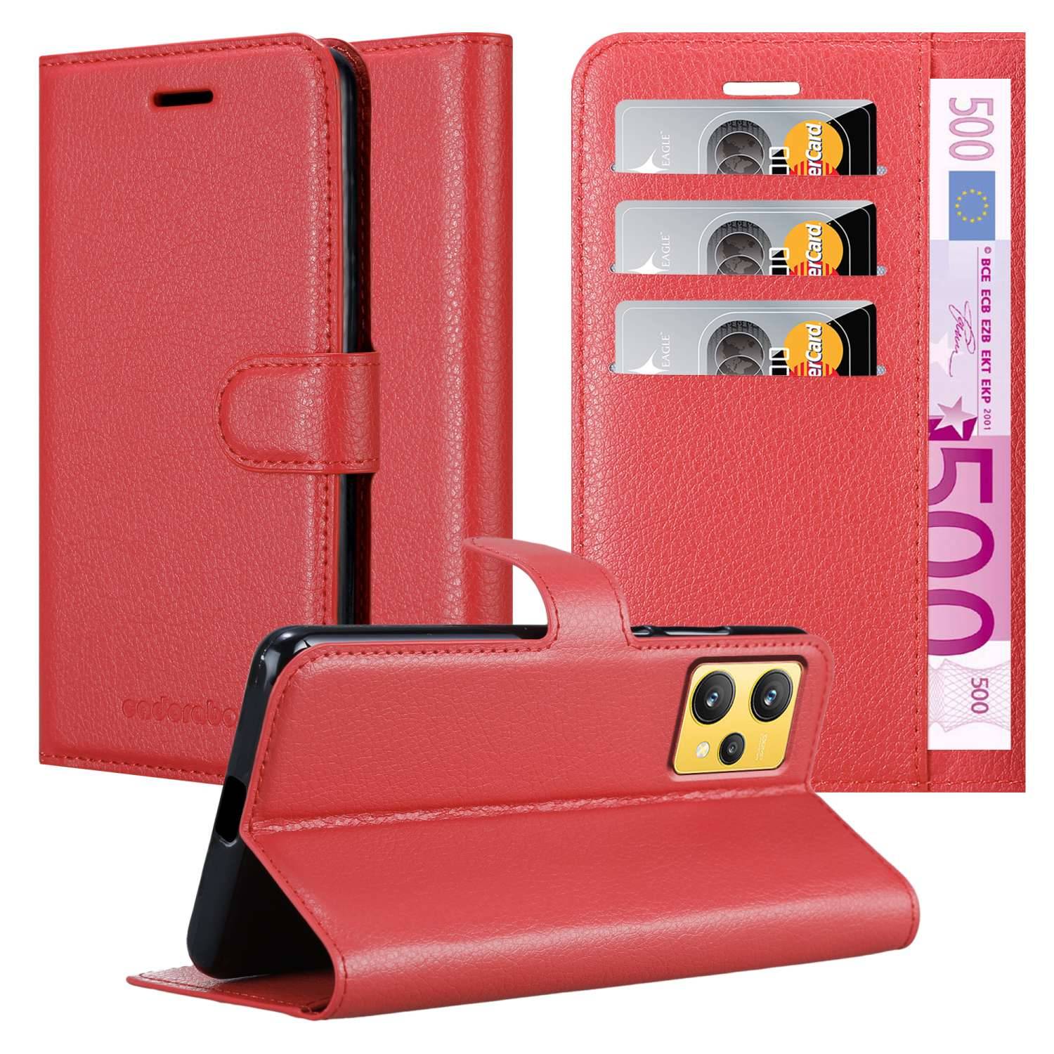 Cadorabo Hülle für Realme 9 4G / 9 PRO+ Schutz Hülle in Rot Handyhülle Etui Case Cover Magnetverschluss