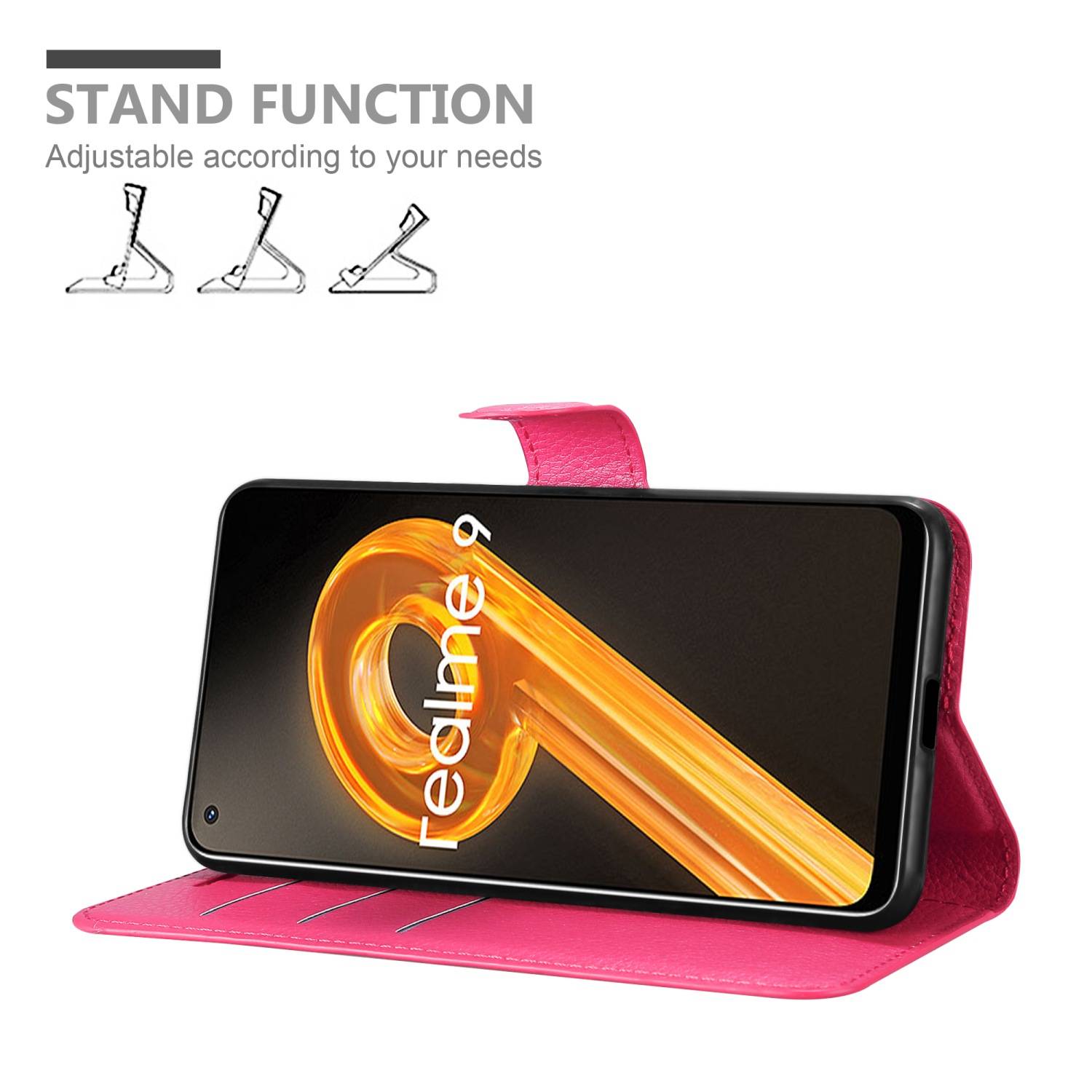Cadorabo Hülle für Realme 9 4G / 9 PRO+ Schutz Hülle in Pink Handyhülle Etui Case Cover Magnetverschluss