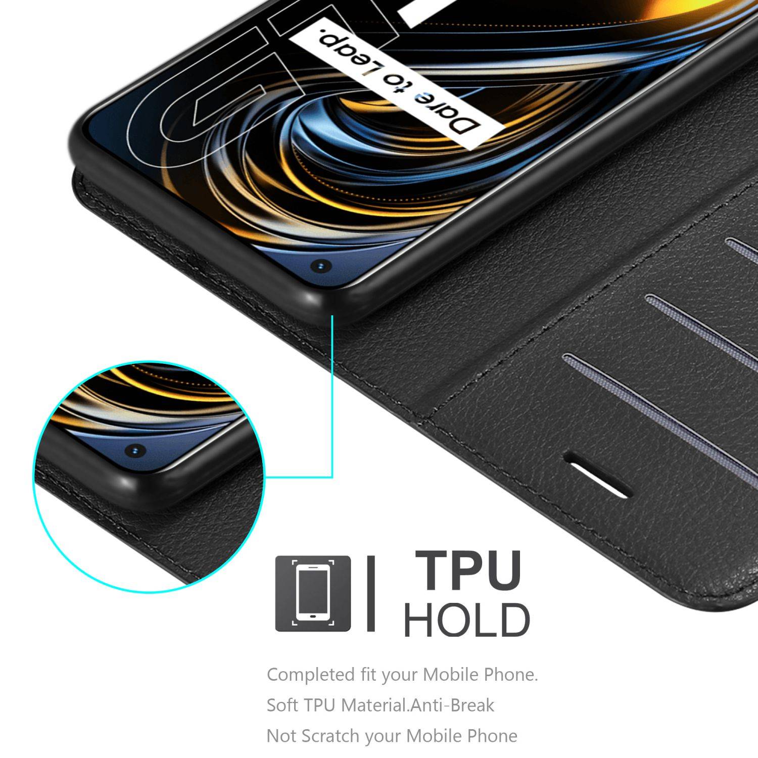 Cadorabo Hülle für Realme GT / GT Neo 2T / Q3 PRO Schutz Hülle in Schwarz Handyhülle Etui Case Cover Magnetverschluss