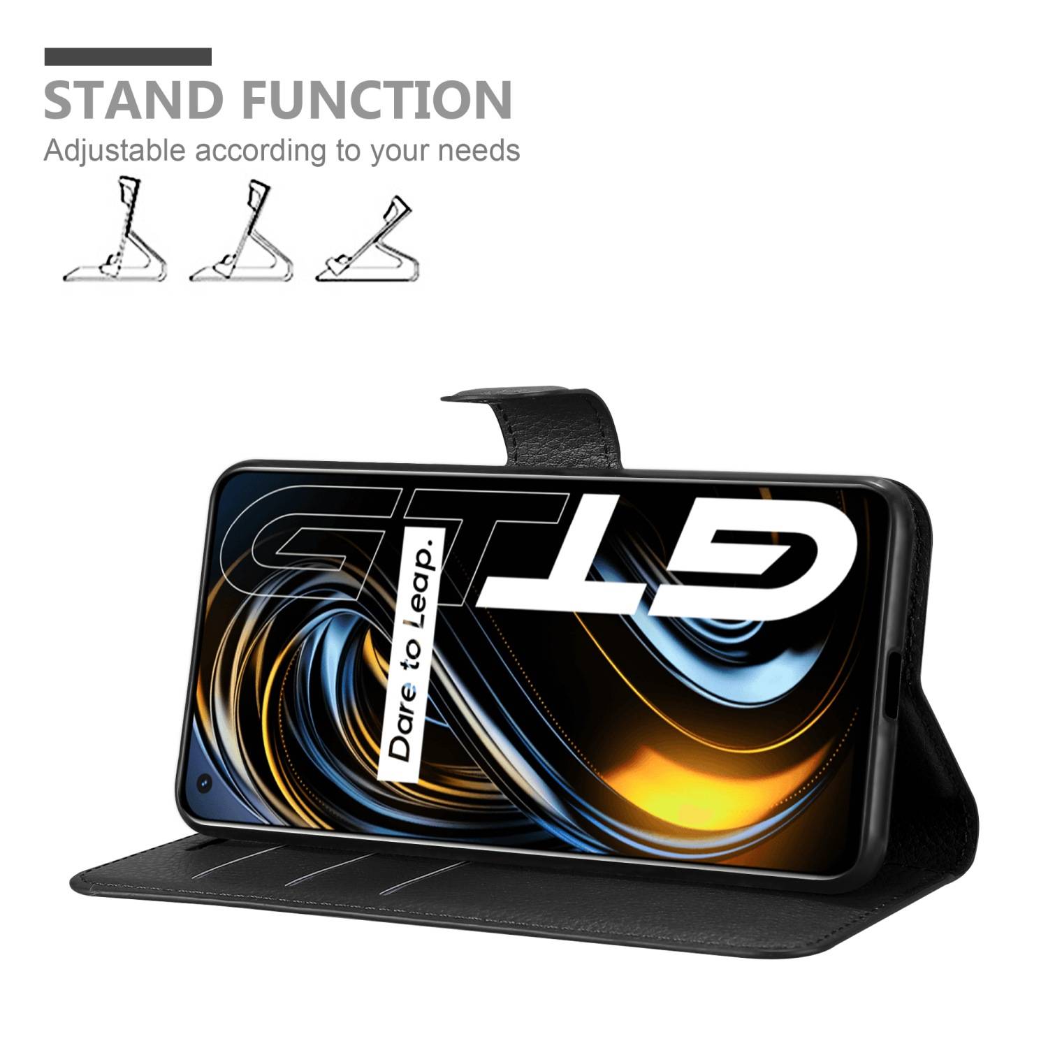 Cadorabo Hülle für Realme GT / GT Neo 2T / Q3 PRO Schutz Hülle in Schwarz Handyhülle Etui Case Cover Magnetverschluss