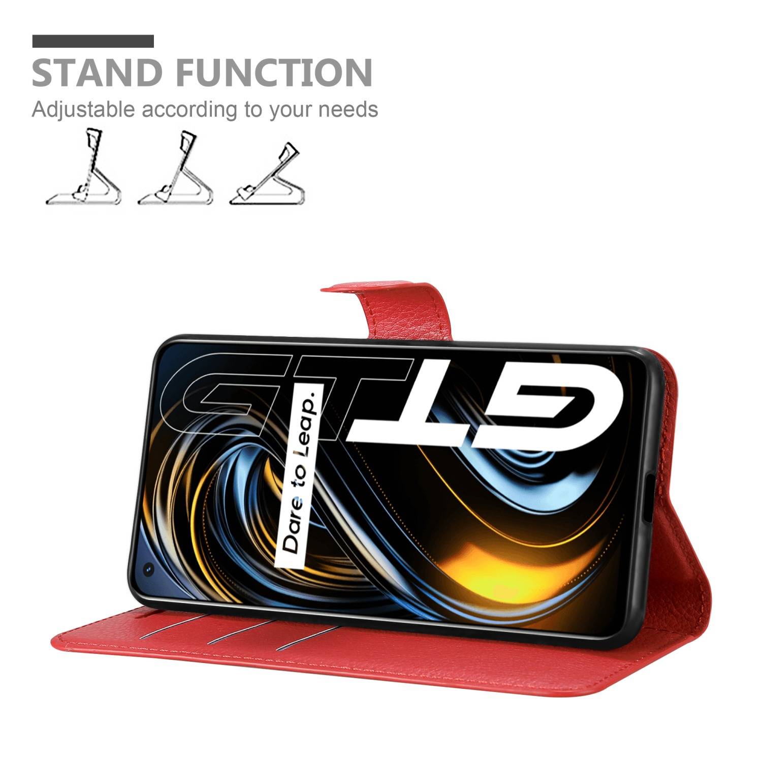 Cadorabo Hülle für Realme GT / GT Neo 2T / Q3 PRO Schutz Hülle in Rot Handyhülle Etui Case Cover Magnetverschluss