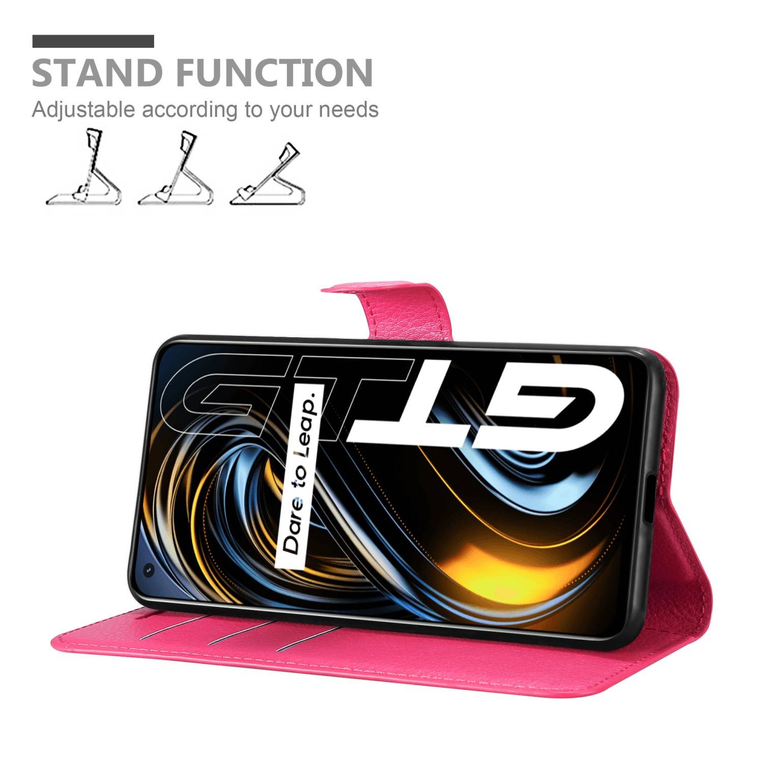 Cadorabo Hülle für Realme GT / GT Neo 2T / Q3 PRO Schutz Hülle in Pink Handyhülle Etui Case Cover Magnetverschluss