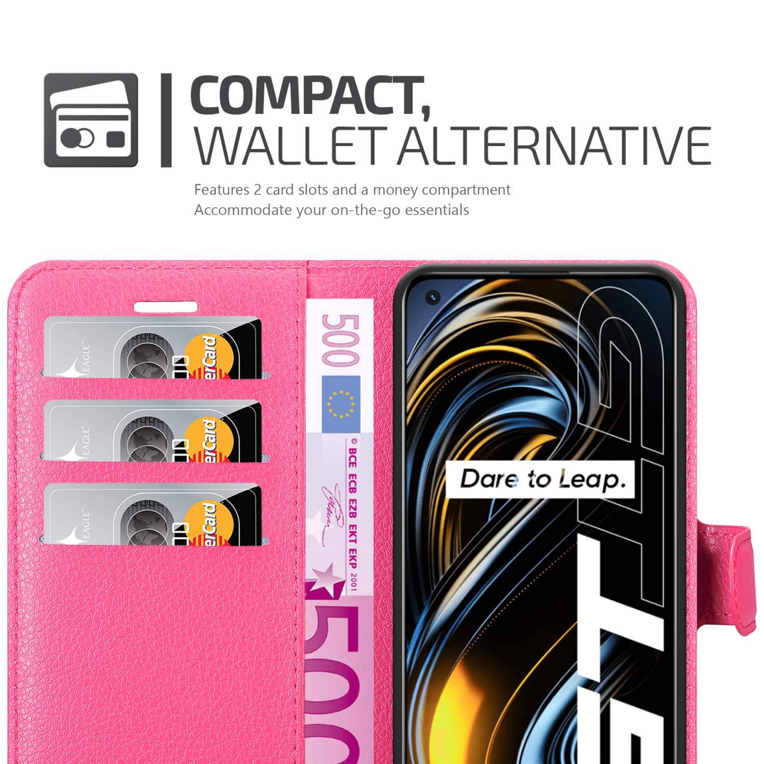 Cadorabo Hülle für Realme GT / GT Neo 2T / Q3 PRO Schutz Hülle in Pink Handyhülle Etui Case Cover Magnetverschluss
