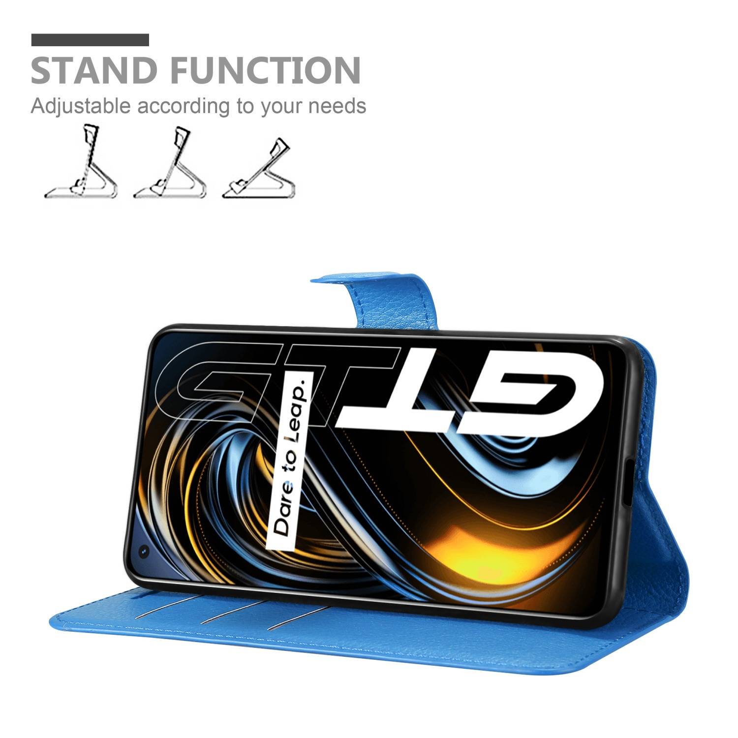 Cadorabo Hülle für Realme GT / GT Neo 2T / Q3 PRO Schutz Hülle in Blau Handyhülle Etui Case Cover Magnetverschluss