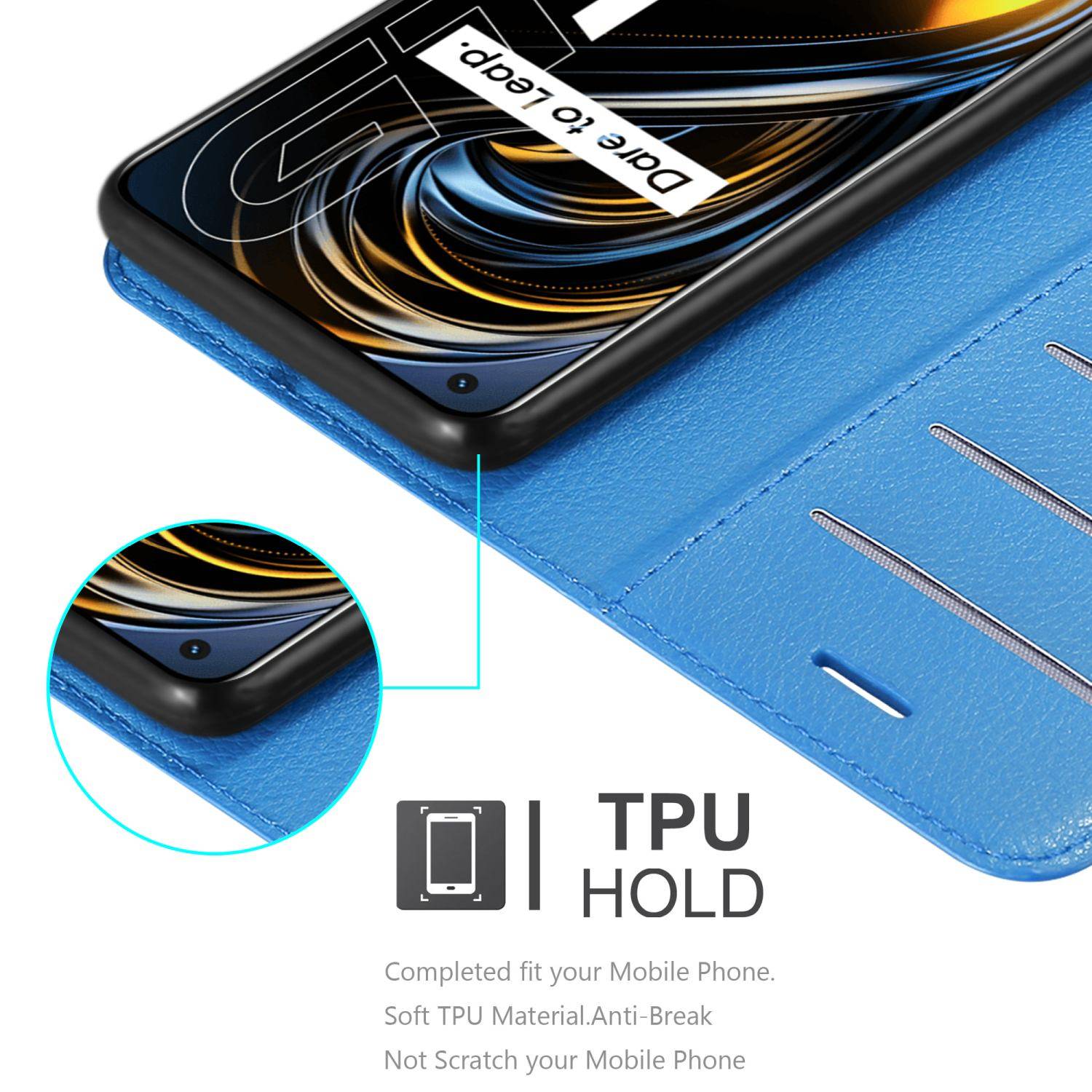 Cadorabo Hülle für Realme GT / GT Neo 2T / Q3 PRO Schutz Hülle in Blau Handyhülle Etui Case Cover Magnetverschluss
