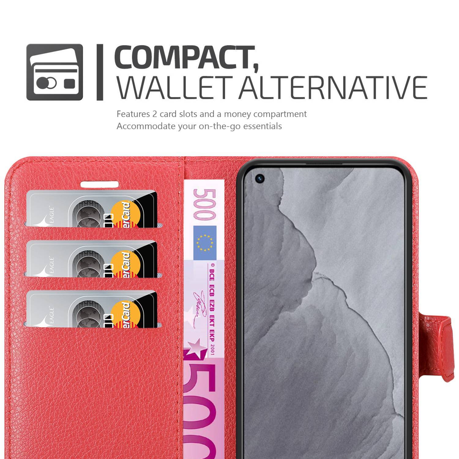 Cadorabo Hülle für Realme GT Master Schutz Hülle in Rot Handyhülle Etui Case Cover Magnetverschluss