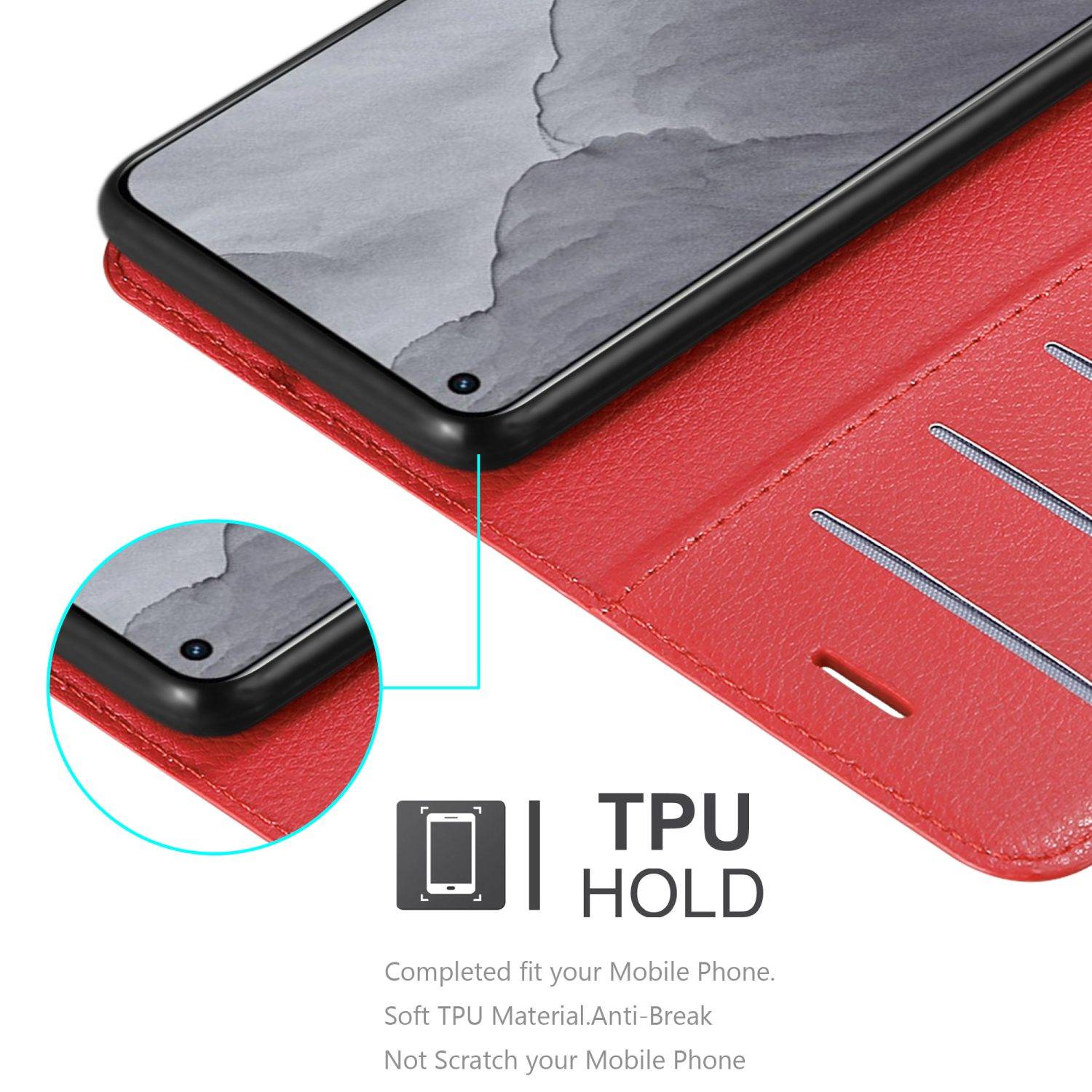 Cadorabo Hülle für Realme GT Master Schutz Hülle in Rot Handyhülle Etui Case Cover Magnetverschluss