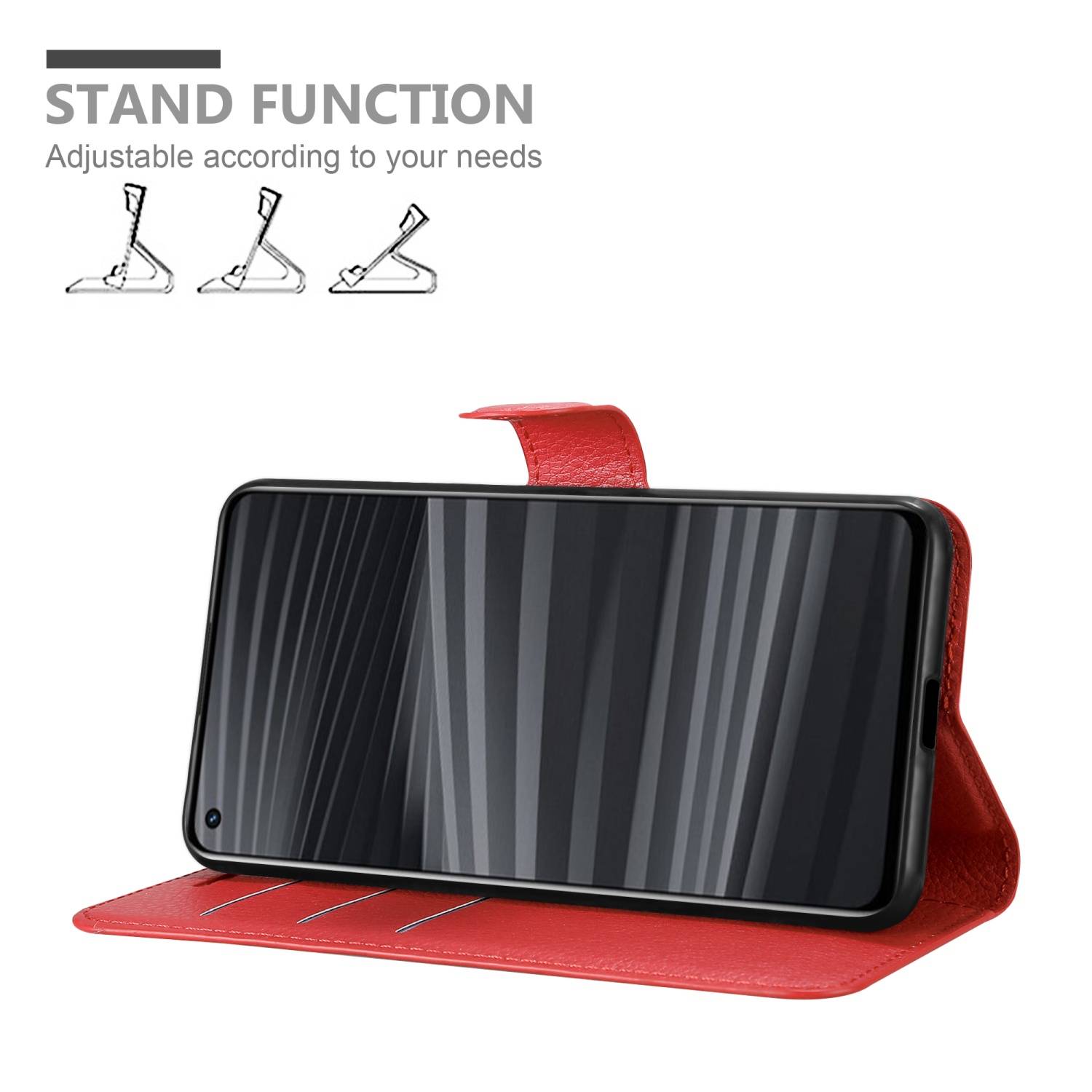 Cadorabo Hülle für Realme GT 2 / GT Neo 2 Schutz Hülle in Rot Handyhülle Etui Case Cover Magnetverschluss
