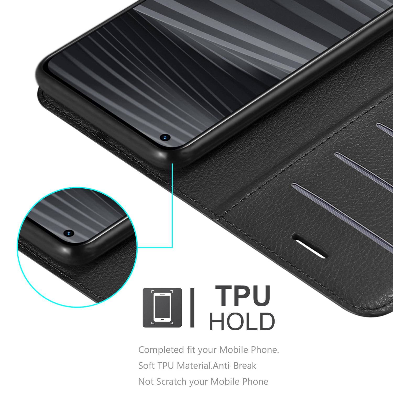 Cadorabo Hülle für Realme GT 2 PRO Schutz Hülle in Schwarz Handyhülle Etui Case Cover Magnetverschluss