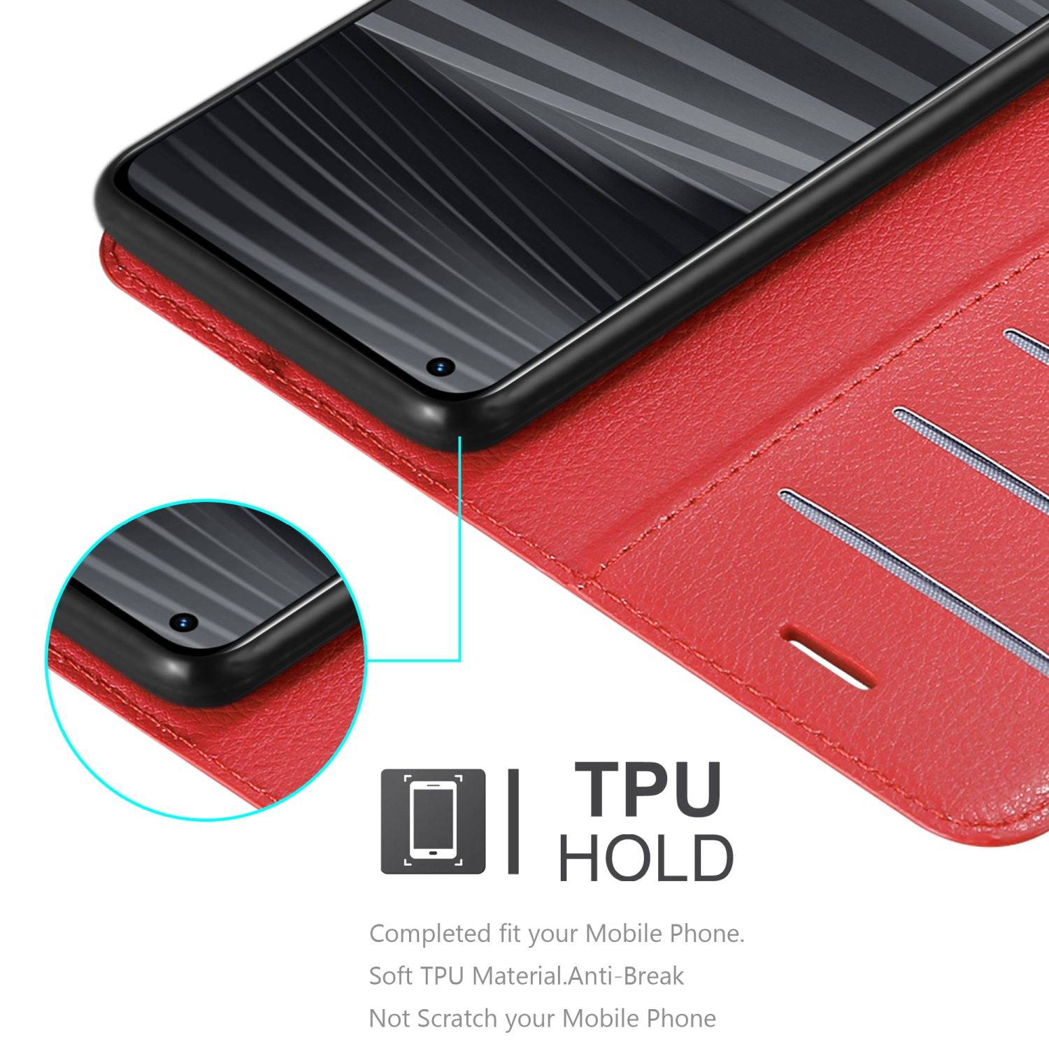 Cadorabo Hülle für Realme GT 2 PRO Schutz Hülle in Rot Handyhülle Etui Case Cover Magnetverschluss