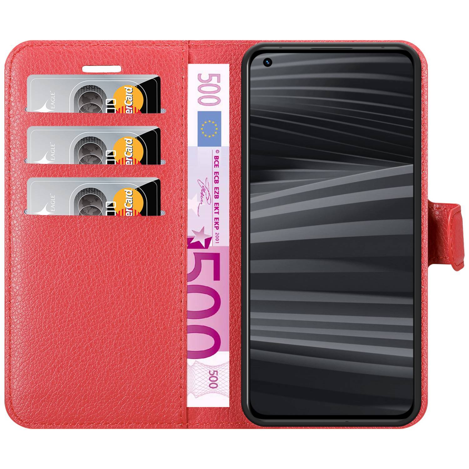 Cadorabo Hülle für Realme GT 2 PRO Schutz Hülle in Rot Handyhülle Etui Case Cover Magnetverschluss