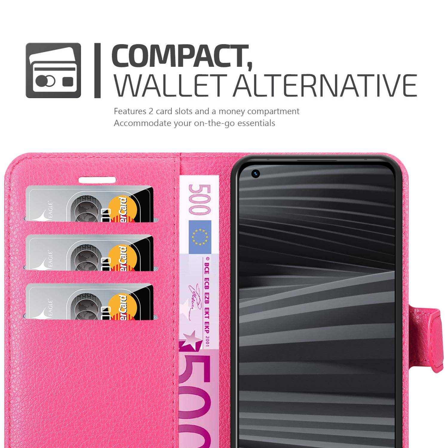 Cadorabo Hülle für Realme GT 2 PRO Schutz Hülle in Pink Handyhülle Etui Case Cover Magnetverschluss
