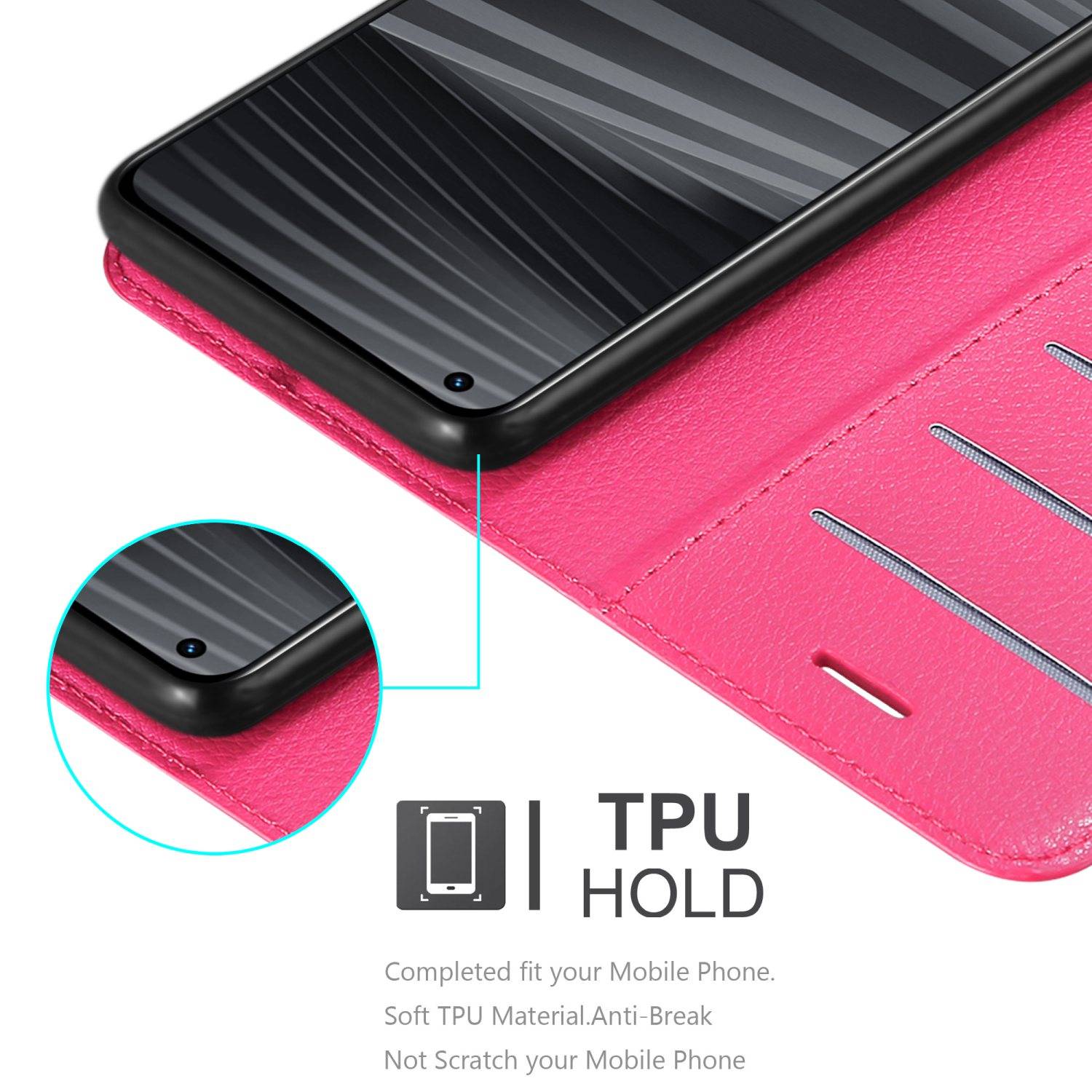 Cadorabo Hülle für Realme GT 2 PRO Schutz Hülle in Pink Handyhülle Etui Case Cover Magnetverschluss