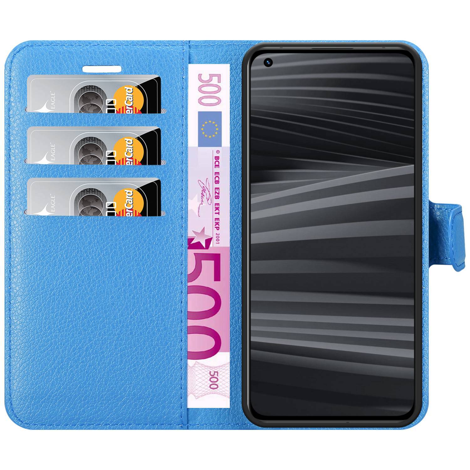 Cadorabo Hülle für Realme GT 2 PRO Schutz Hülle in Blau Handyhülle Etui Case Cover Magnetverschluss