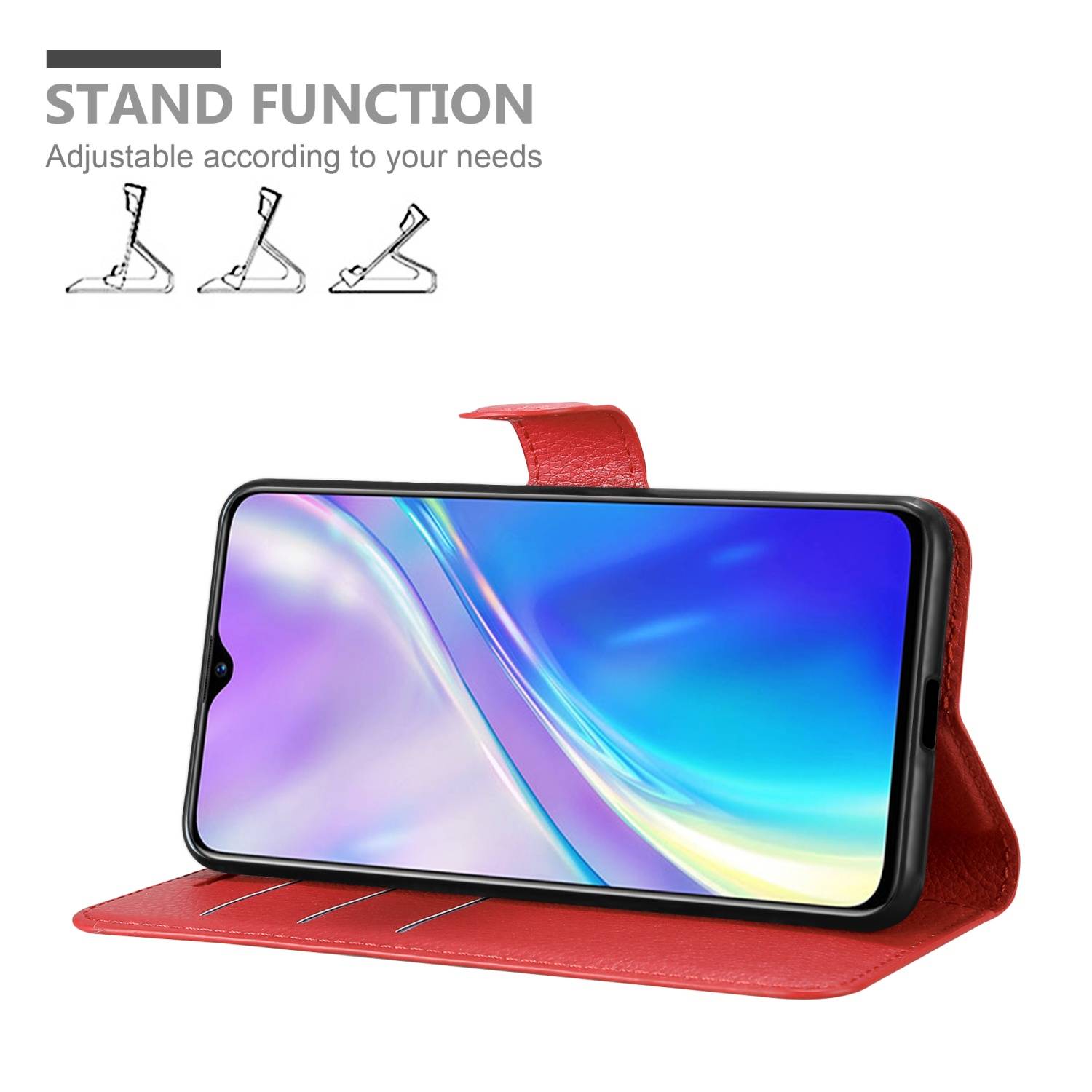Cadorabo Hülle für Realme X2 / XT / Oppo K5 Schutz Hülle in Rot Handyhülle Etui Case Cover Magnetverschluss