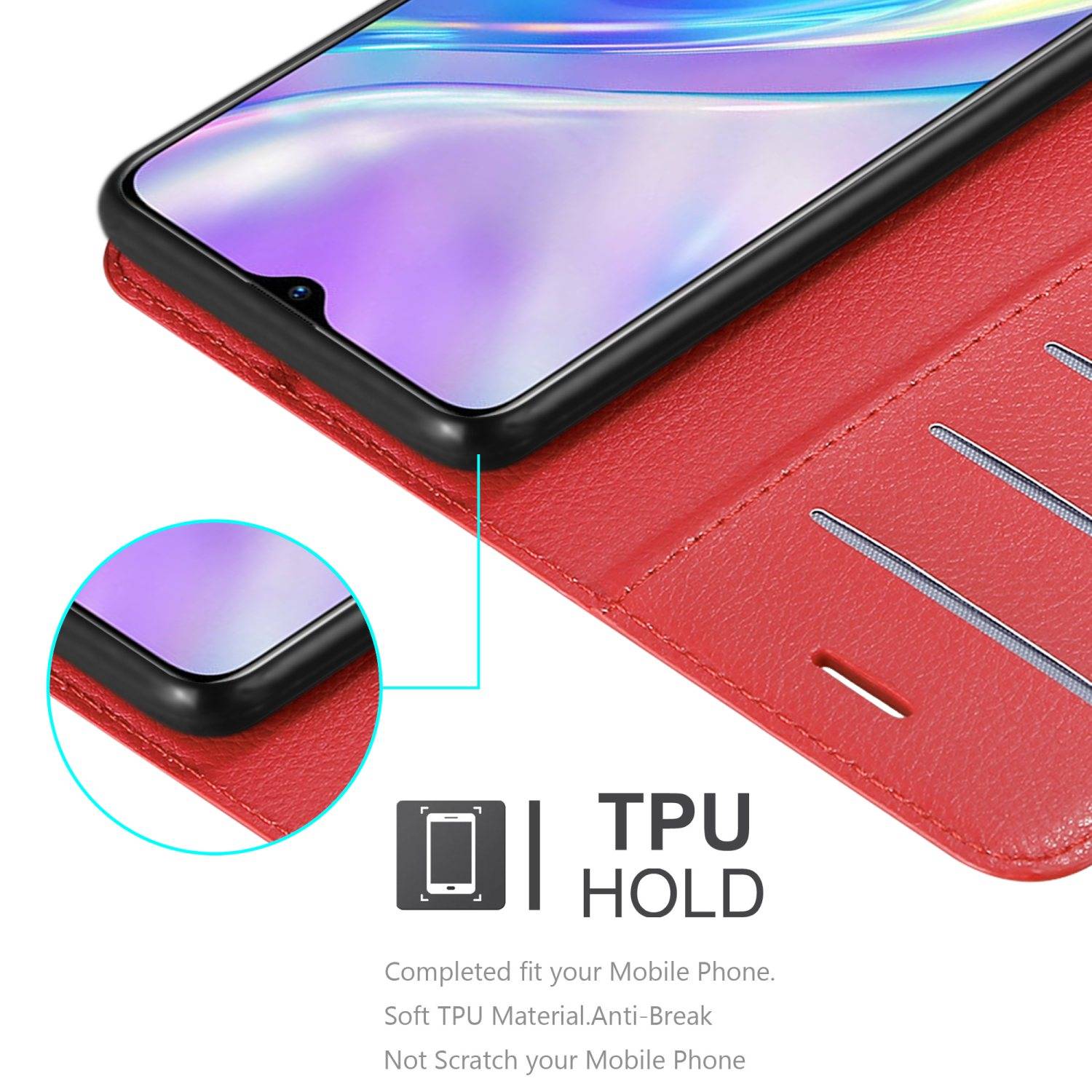 Cadorabo Hülle für Realme X2 / XT / Oppo K5 Schutz Hülle in Rot Handyhülle Etui Case Cover Magnetverschluss