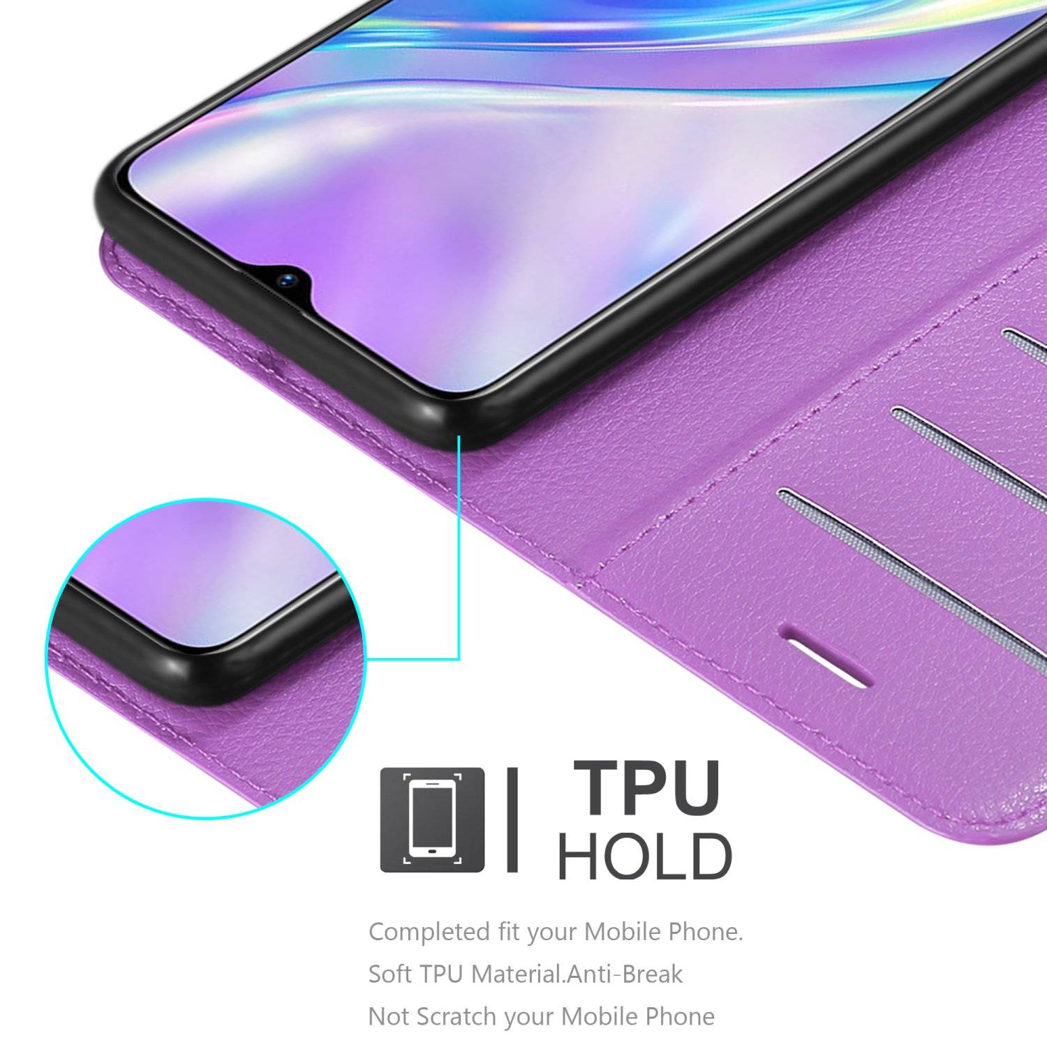 Cadorabo Hülle für Realme X2 / XT / Oppo K5 Schutz Hülle in Lila Handyhülle Etui Case Cover Magnetverschluss