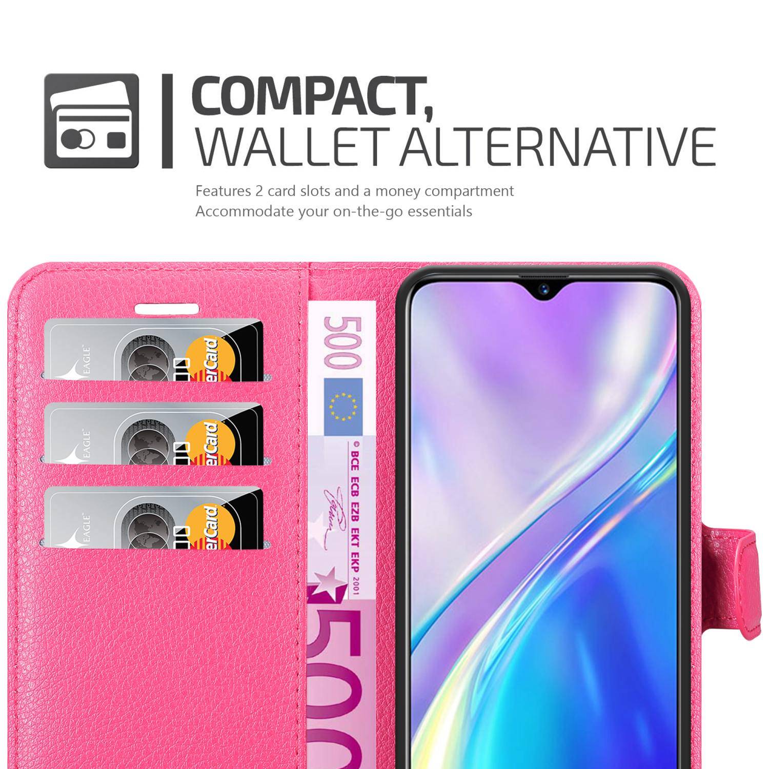 Cadorabo Hülle für Realme X2 / XT / Oppo K5 Schutz Hülle in Pink Handyhülle Etui Case Cover Magnetverschluss