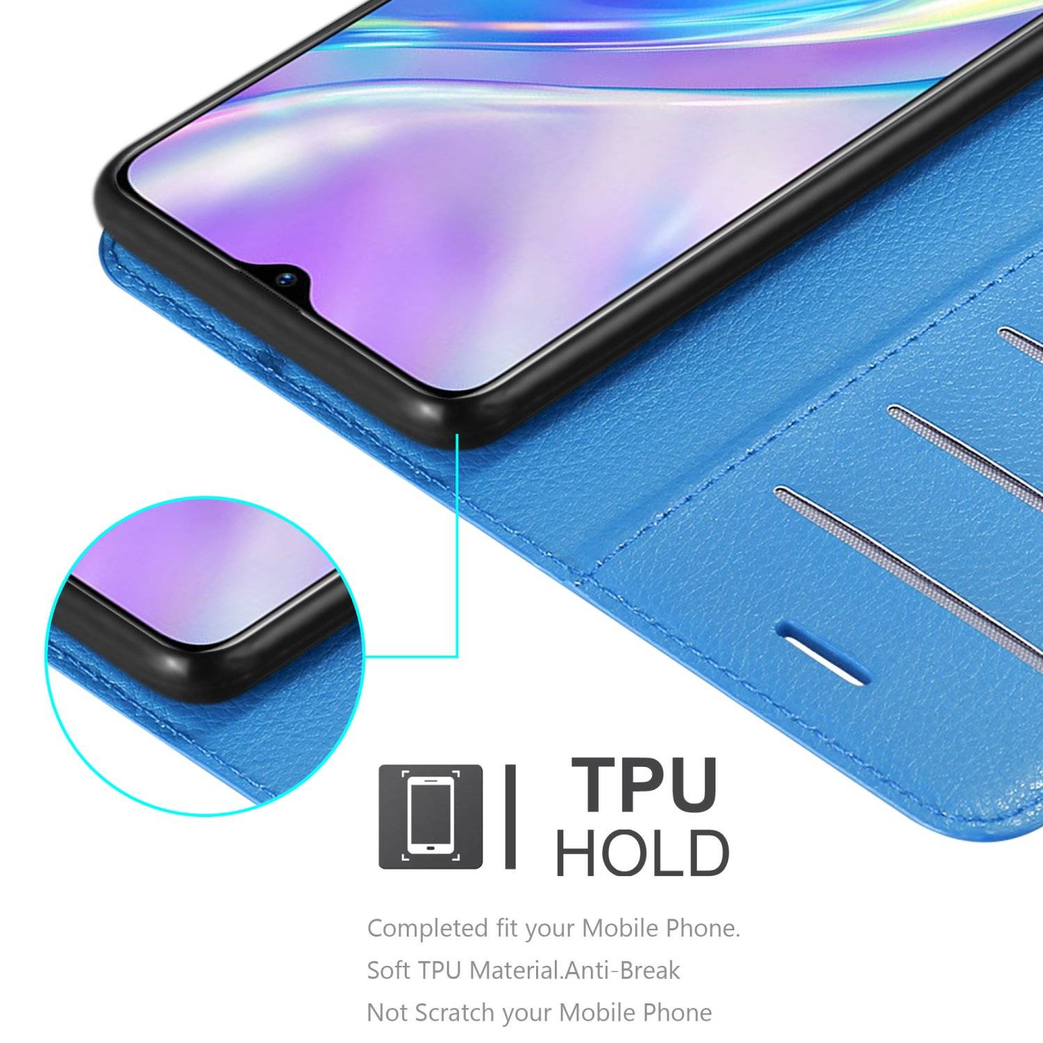 Cadorabo Hülle für Realme X2 / XT / Oppo K5 Schutz Hülle in Blau Handyhülle Etui Case Cover Magnetverschluss
