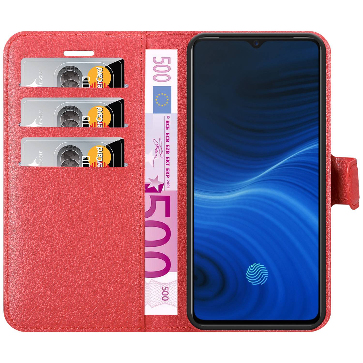 Cadorabo Hülle für Realme X2 PRO / Oppo Reno Ace Schutz Hülle in Rot Handyhülle Etui Case Cover Magnetverschluss