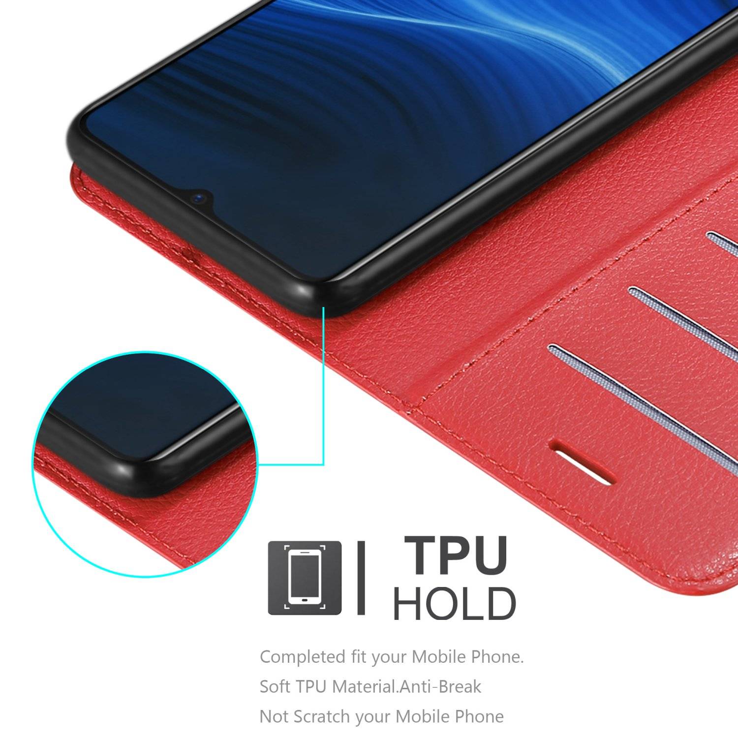 Cadorabo Hülle für Realme X2 PRO / Oppo Reno Ace Schutz Hülle in Rot Handyhülle Etui Case Cover Magnetverschluss